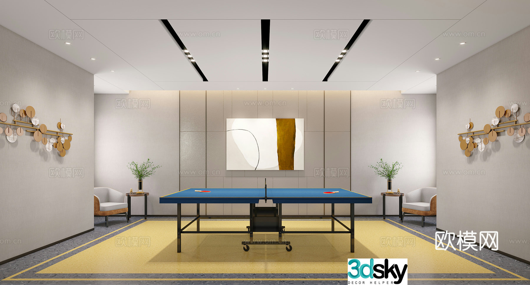 Modern gymnasium table tennis room 3d model