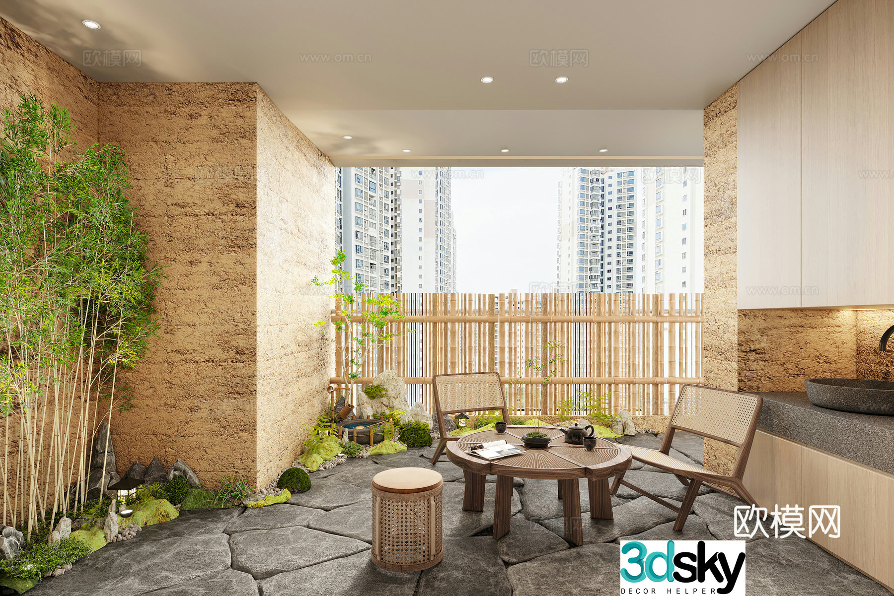 Modern casual balcony 3d model
