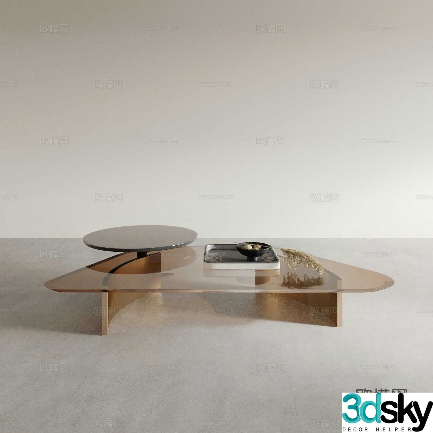 Modern mother-in-law coffee table acrylic coffee table 3d model