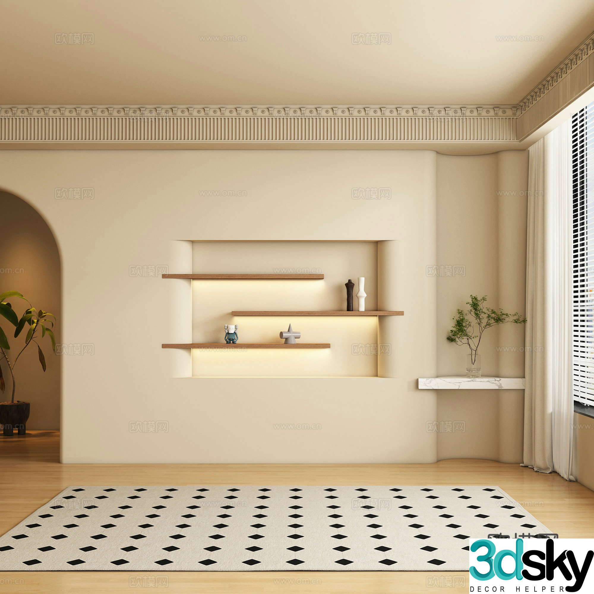 French background wall sofa background 3d model
