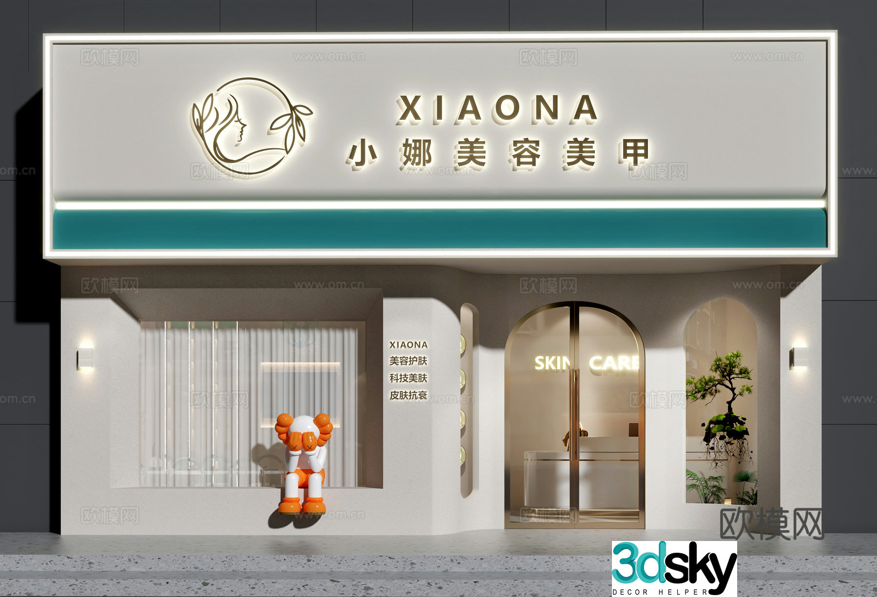 Beauty salon front door medical beauty salon front 3D model
