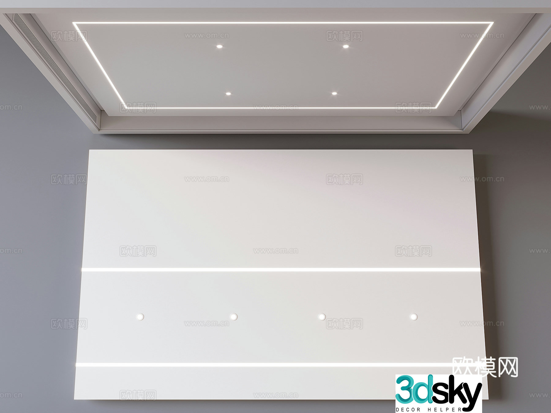 Ceiling without main light suspended ceiling line light suspended ceiling 3D model