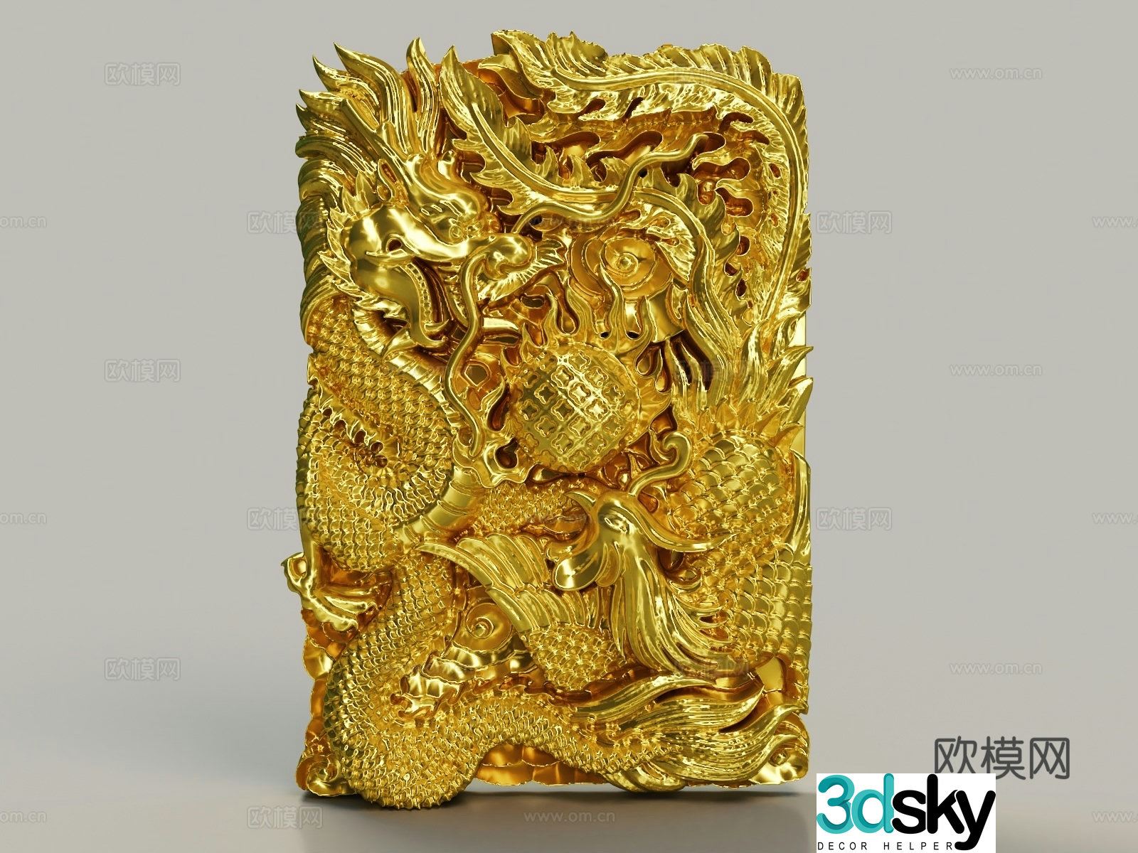 Golden Dragon Card Jewelry 3D Model