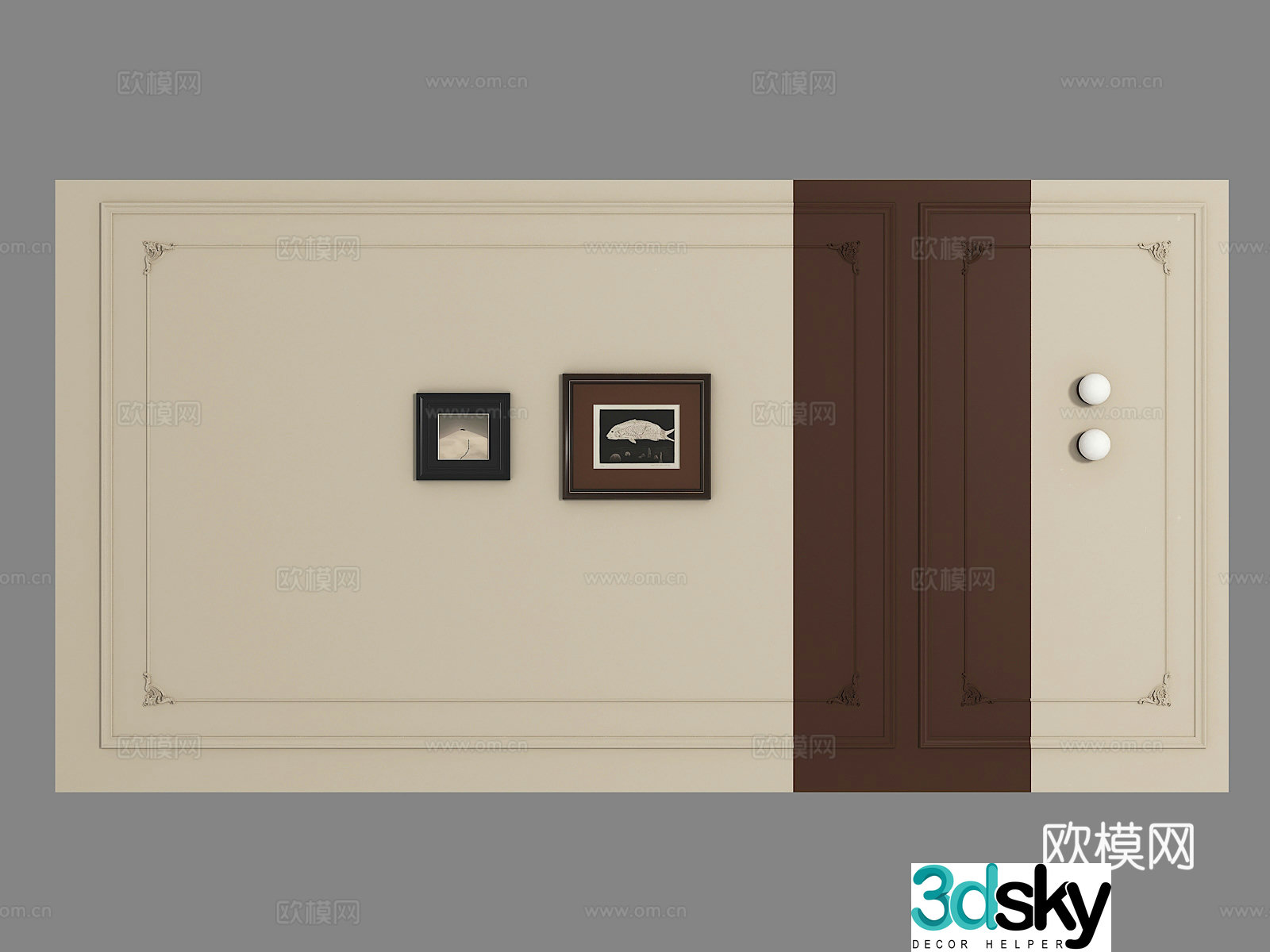 Medieval style background wall sofa background 3d model