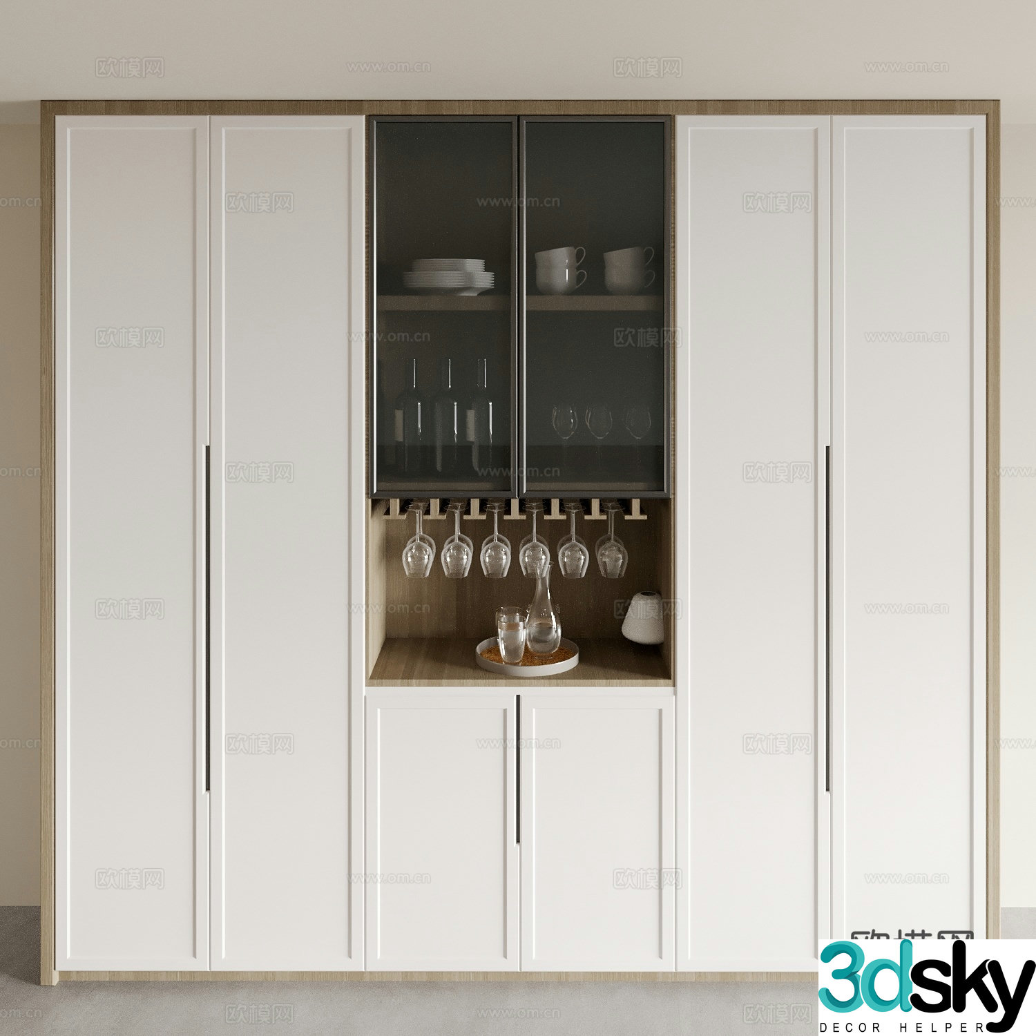 Modern sideboard and wine cabinet integrated 3D model