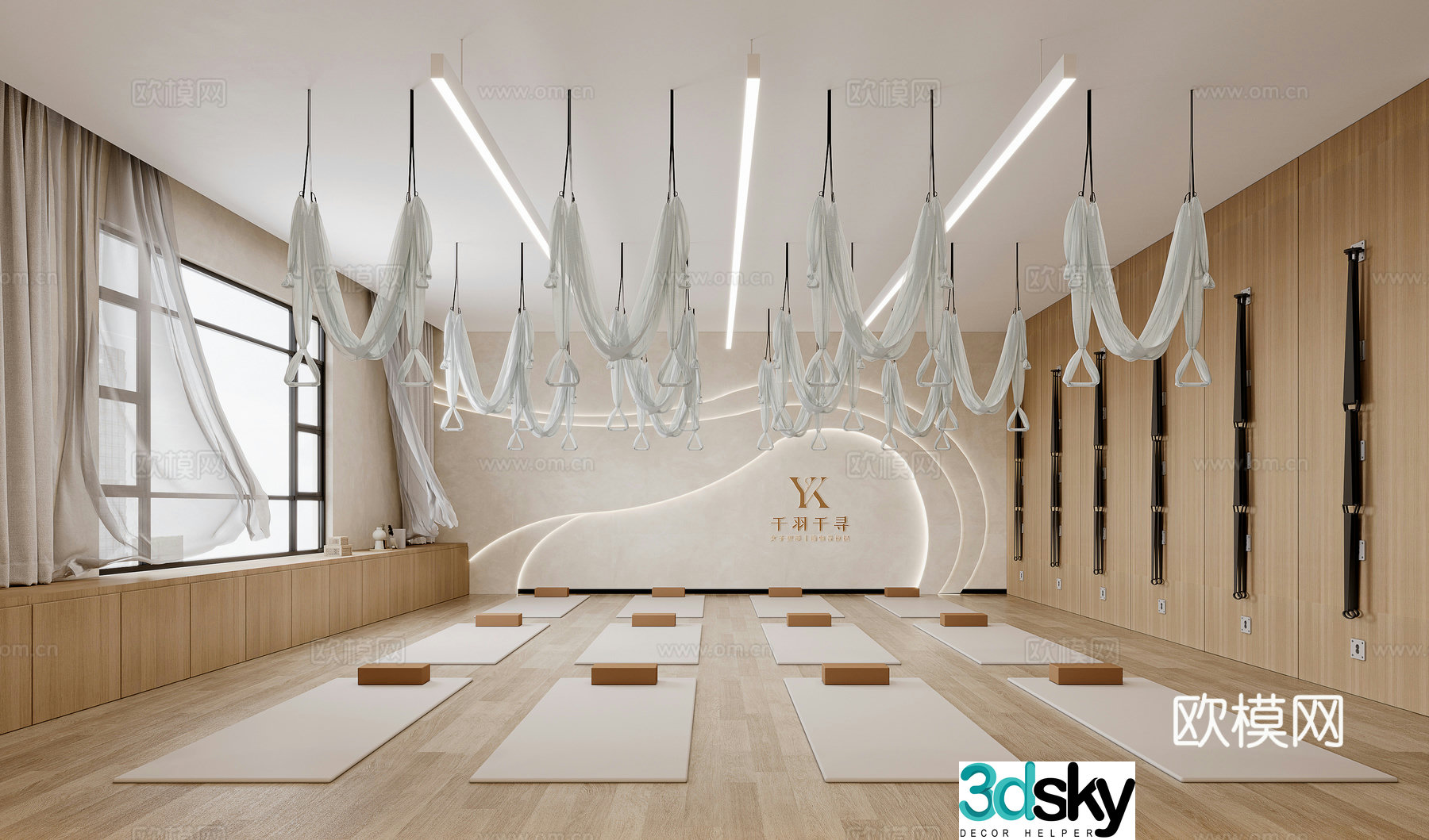 Modern yoga room 3d model