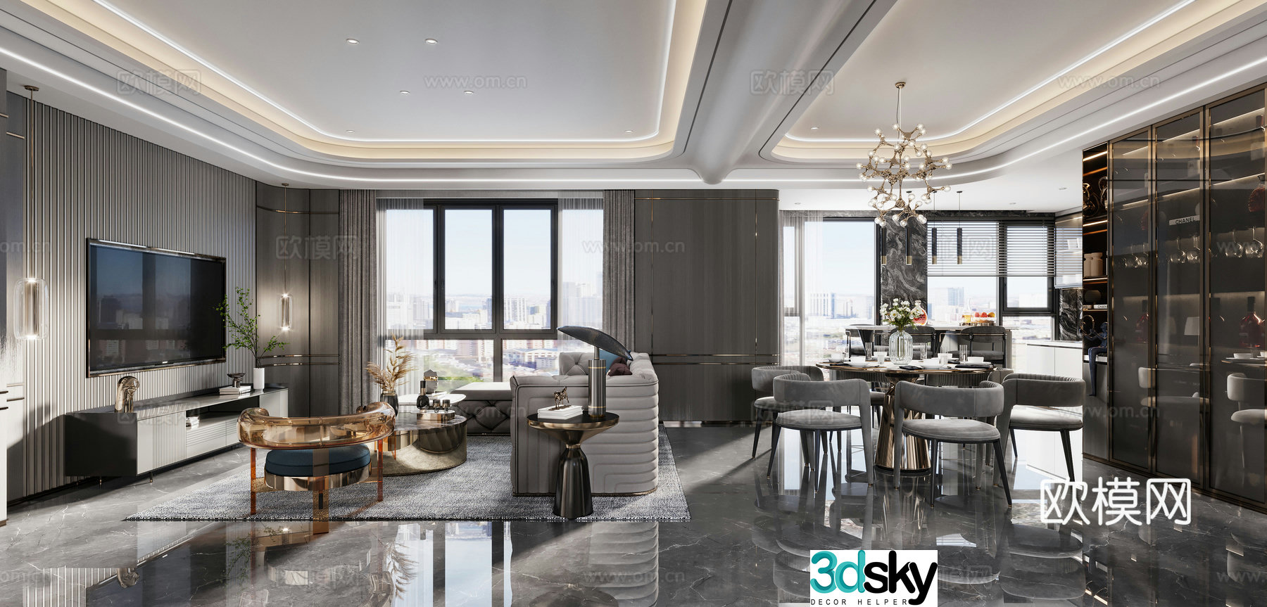 Light luxury restaurant 3D model