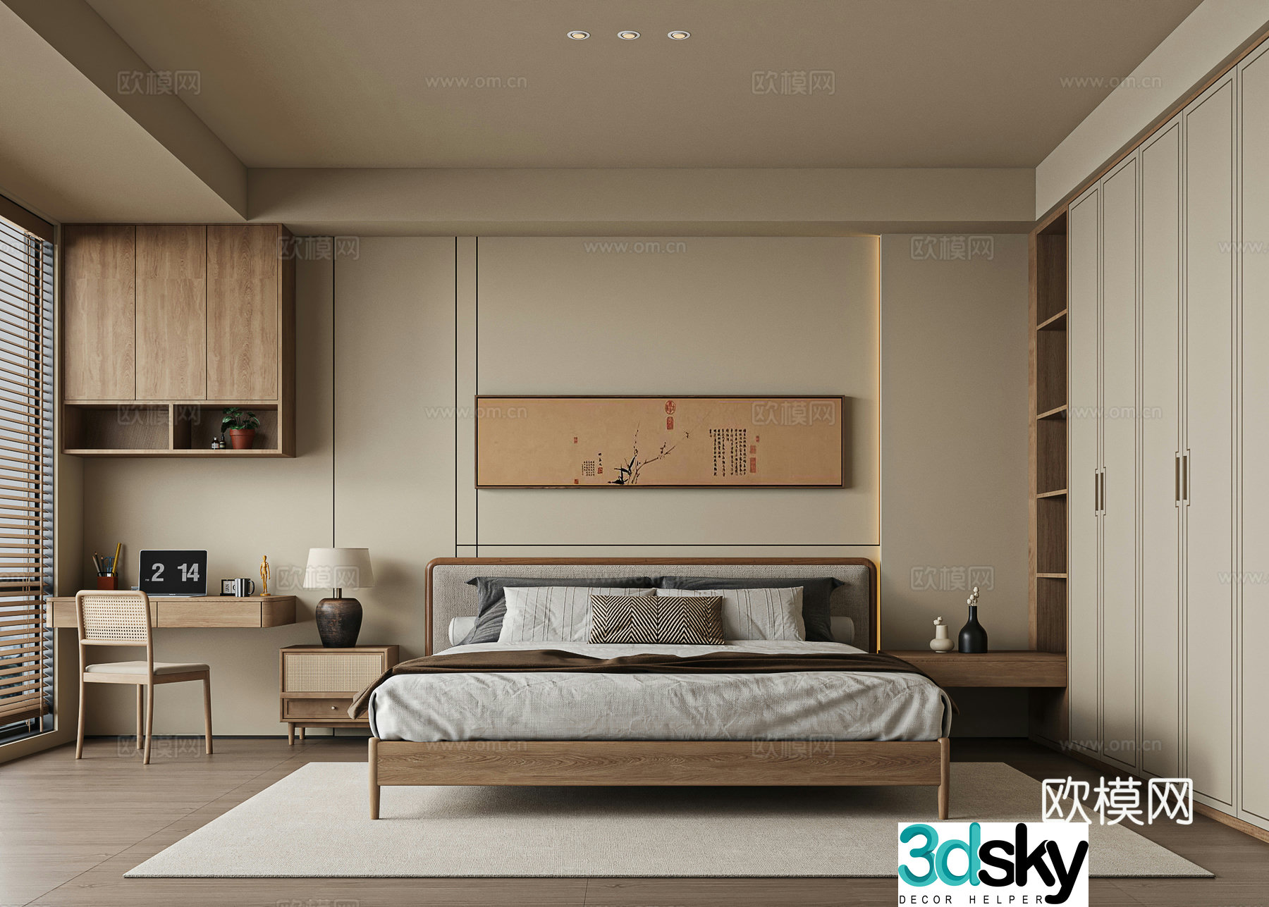 New Chinese style bedroom Song style aesthetic bedroom 3D model