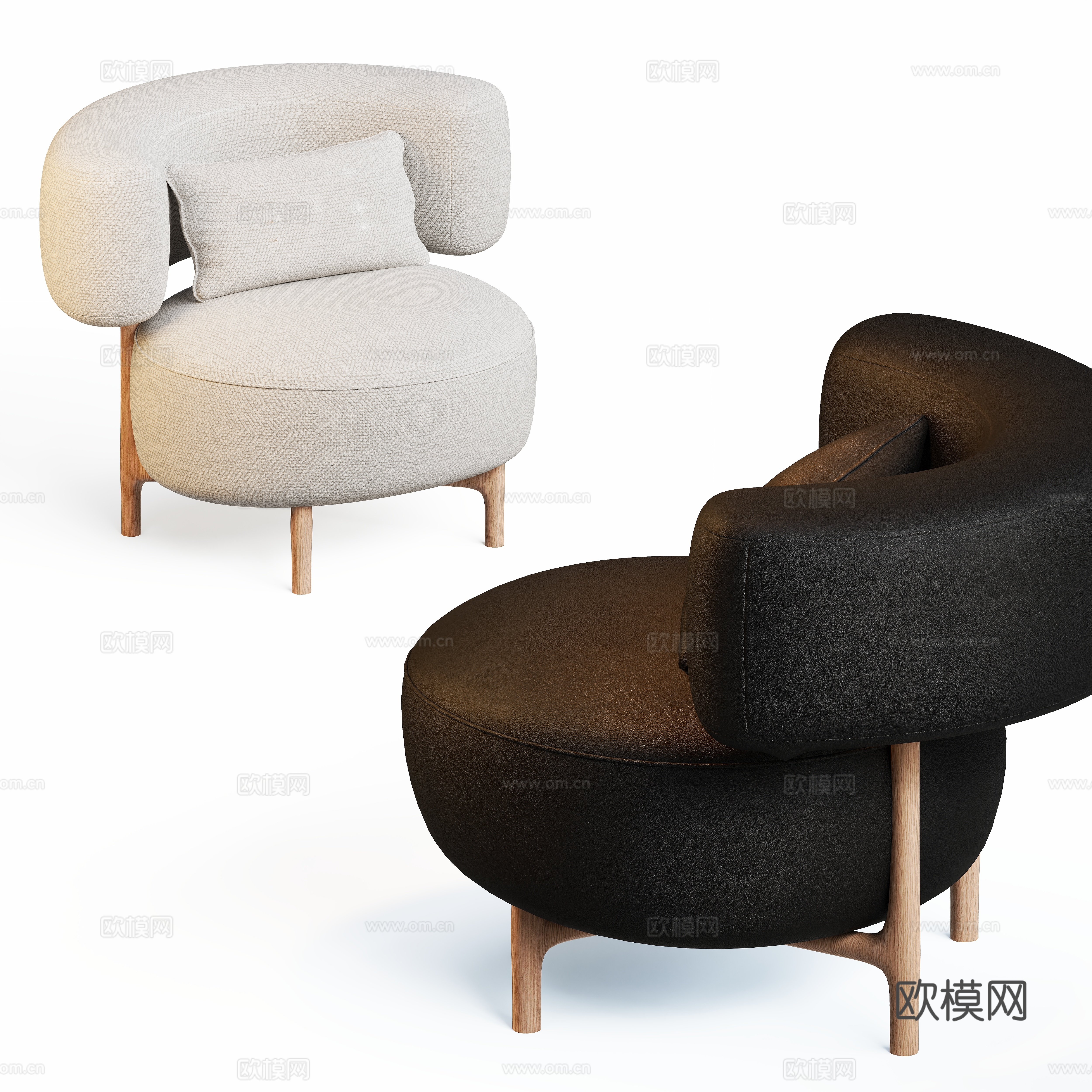 Modern leisure chair leather chair 3d model