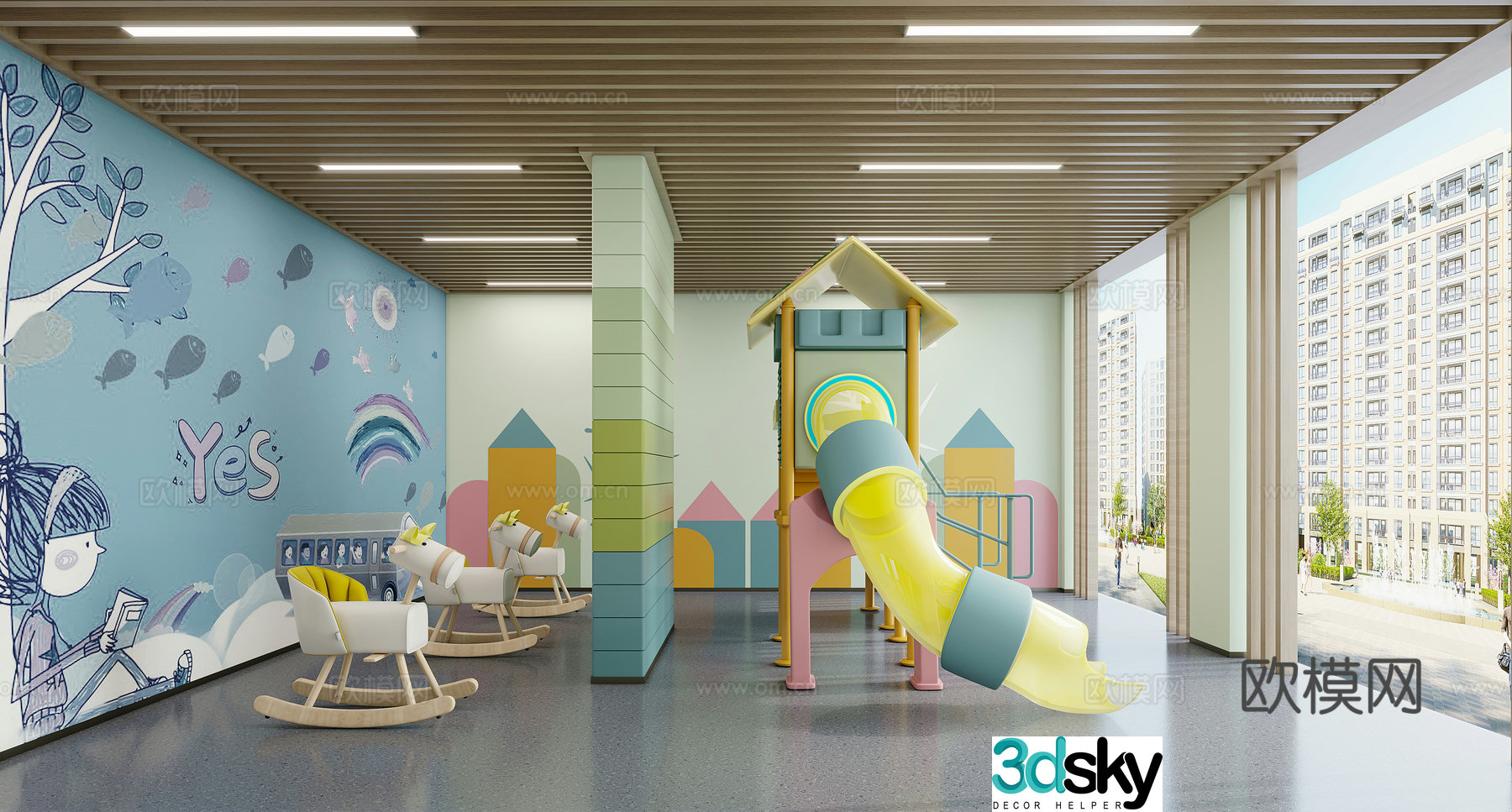 Modern sales office children’s entertainment area 3D model