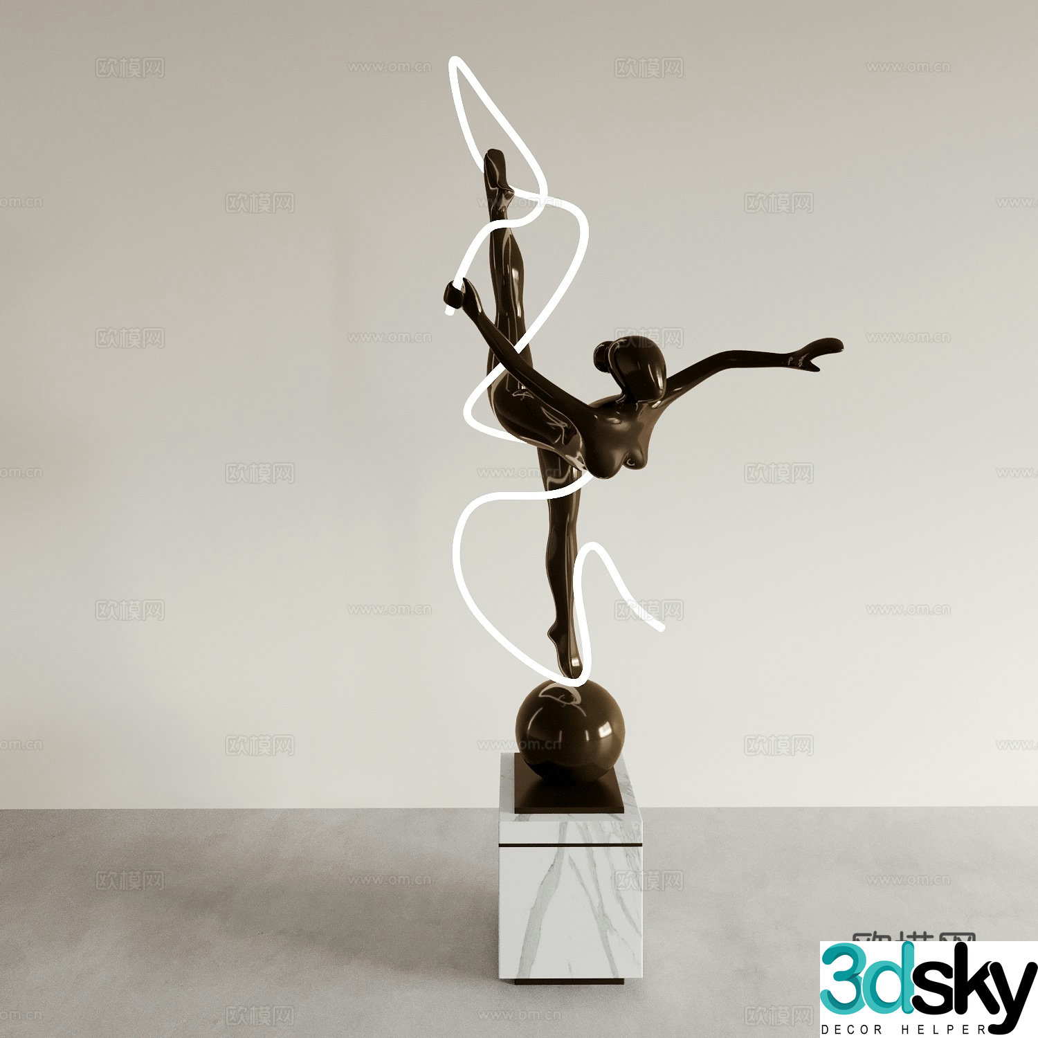 Dancer portrait sculpture humanoid sculpture 3d model