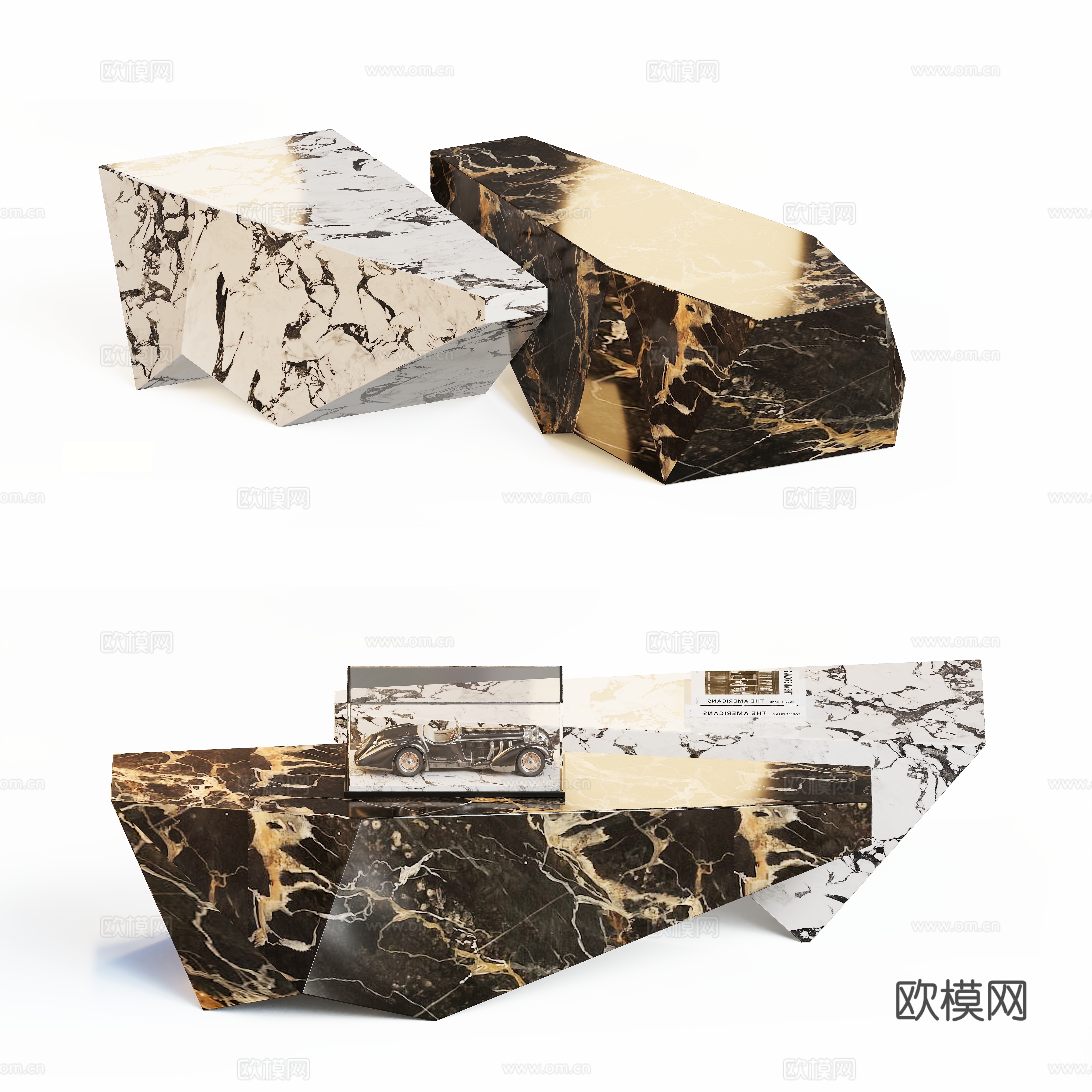 Modern special-shaped stone coffee table 3D model