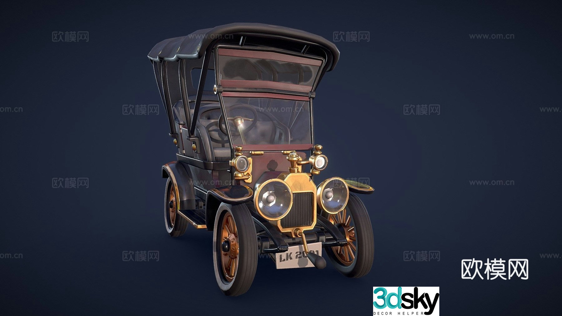 retro car rickshaw 3d model