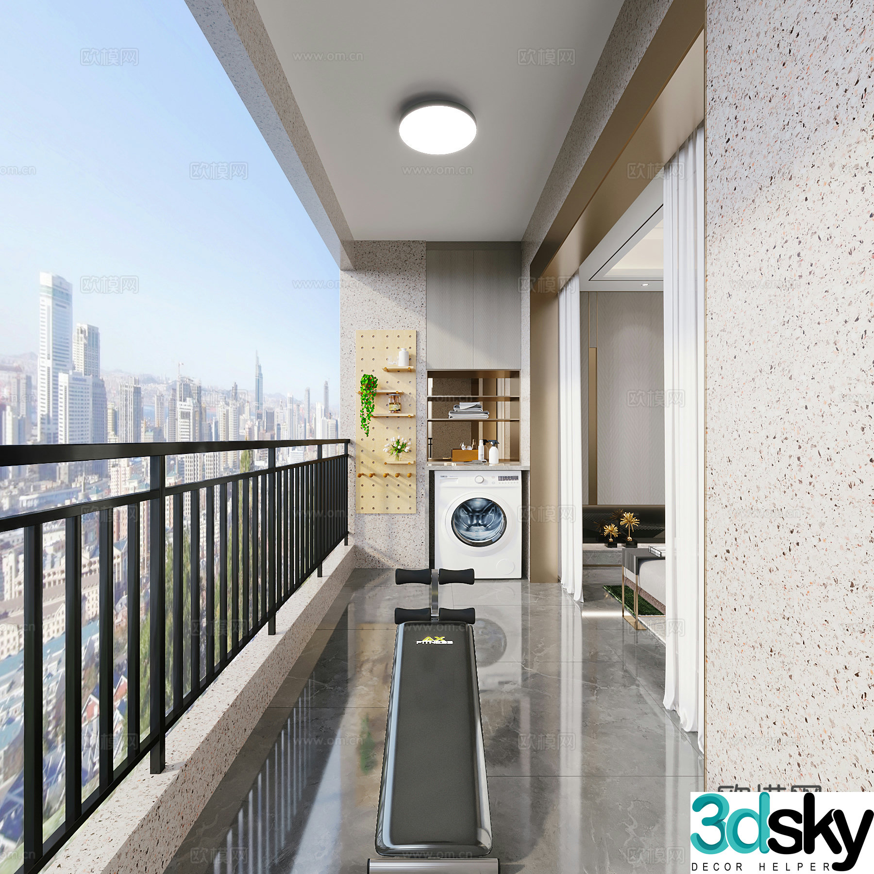 Living balcony Leisure balcony 3d model