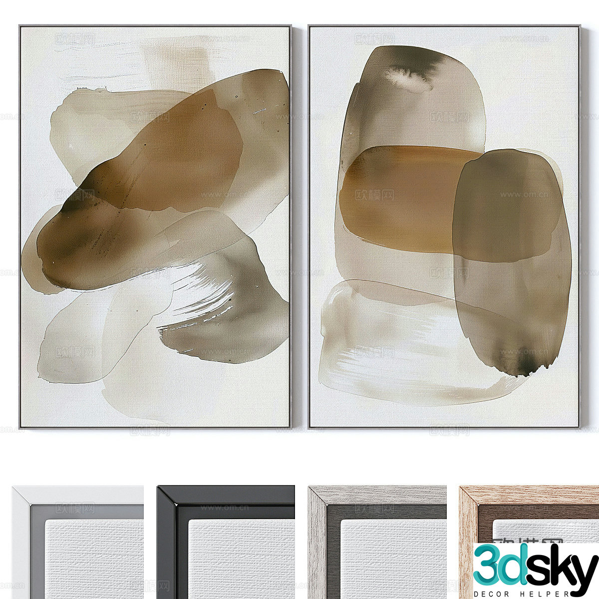 Abstract painting decorative painting 3d model