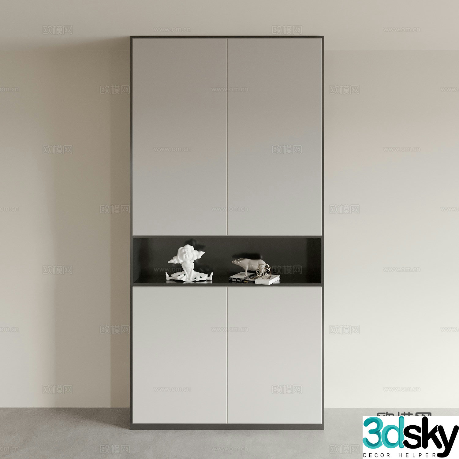 Modern minimalist shoe cabinet high cabinet 3d model