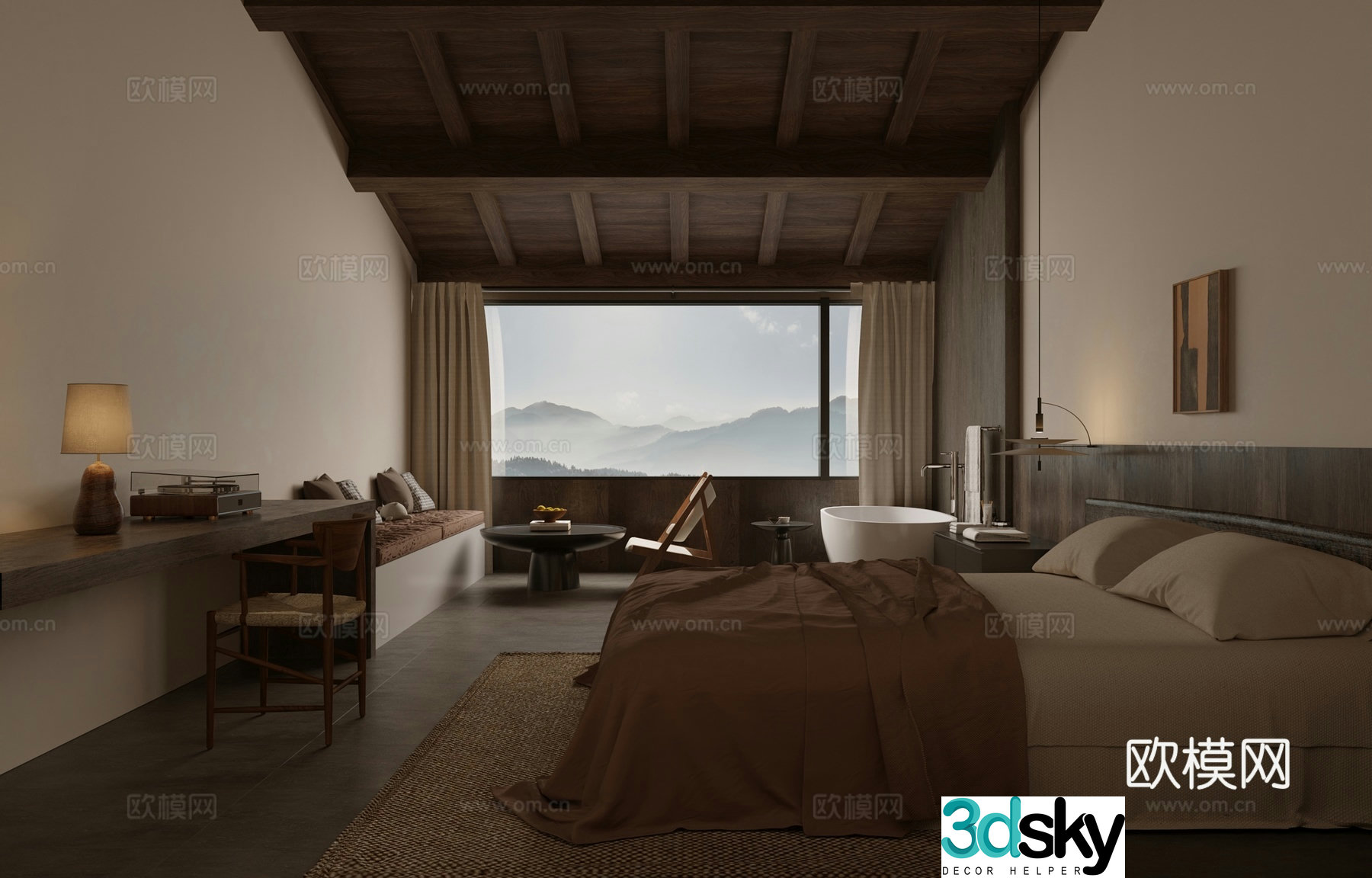 Wabi Sabi B&B guest room 3d model