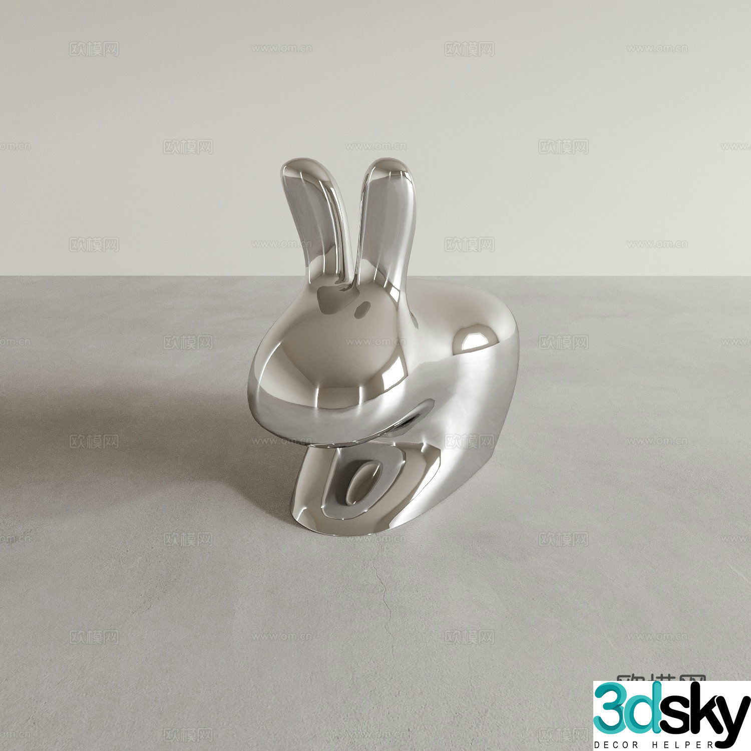 Rabbit sculpture Stainless steel sculpture 3d model