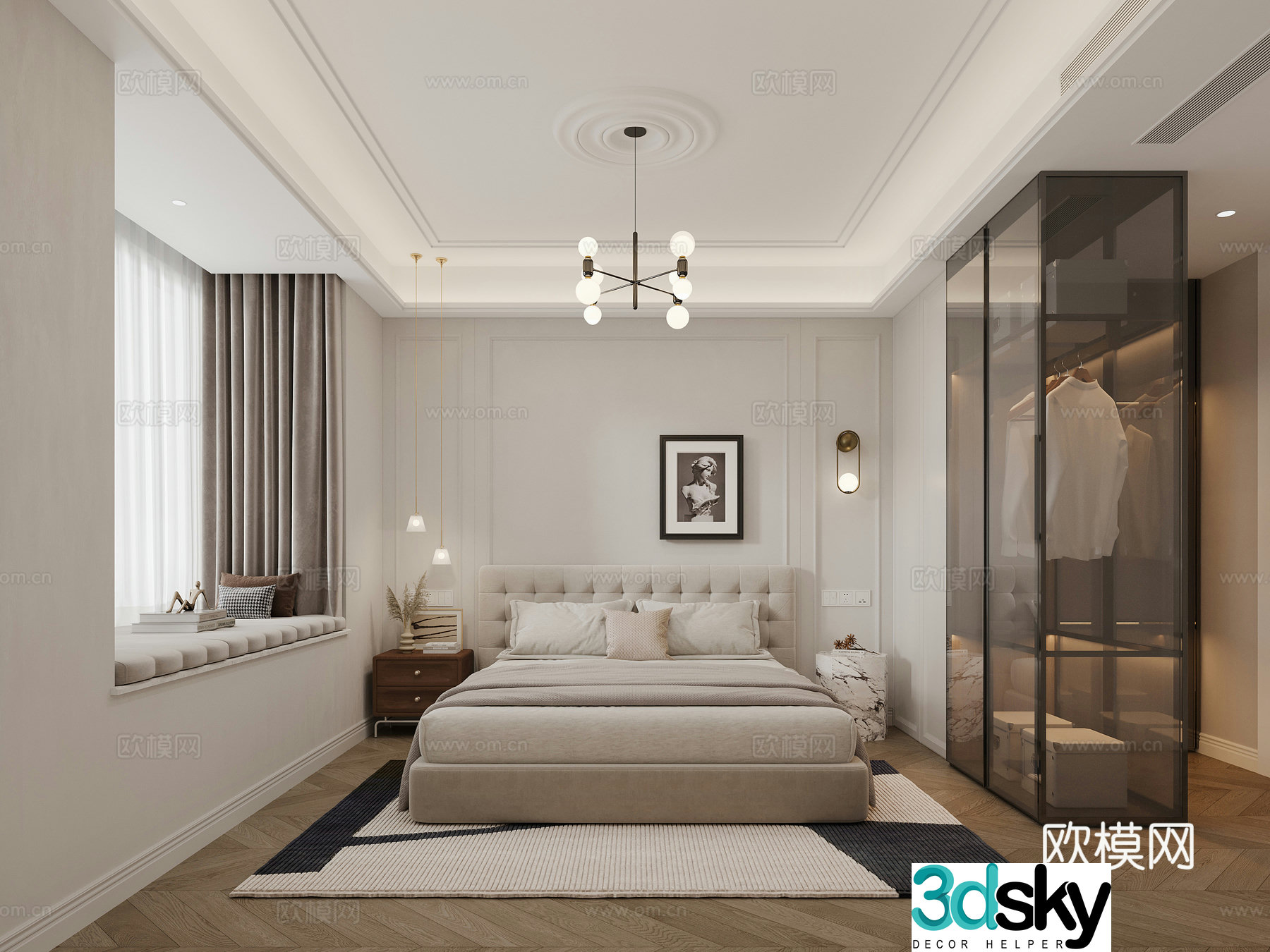 French bedroom master bedroom 3d model