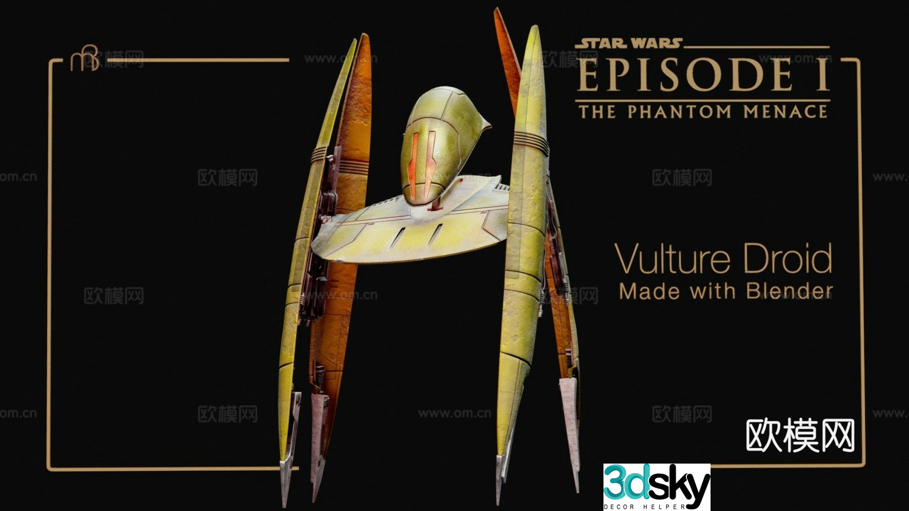 Sci-fi spaceship fighter 3d model