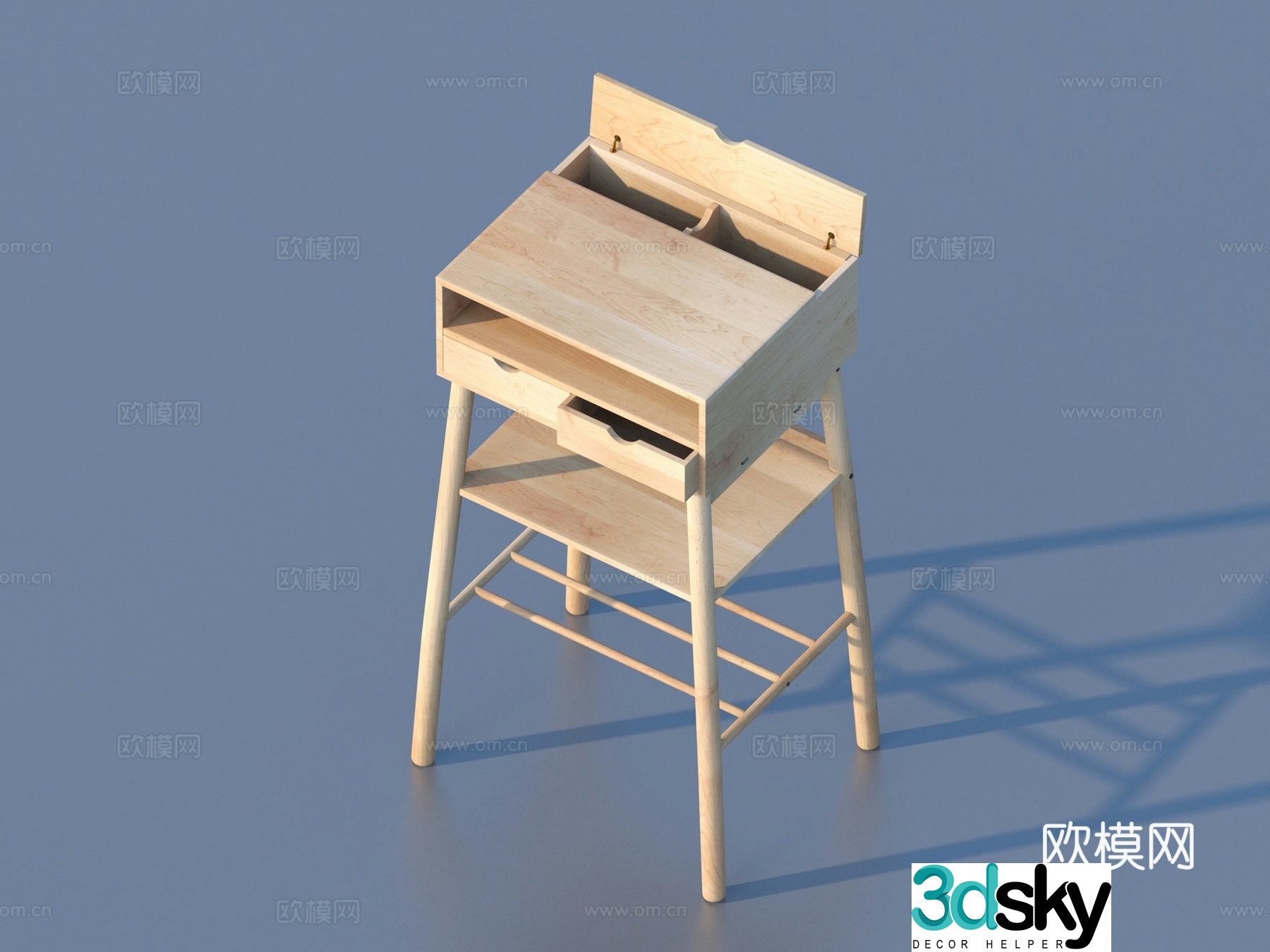 Desk Solid Wood Home Desk 3D Model