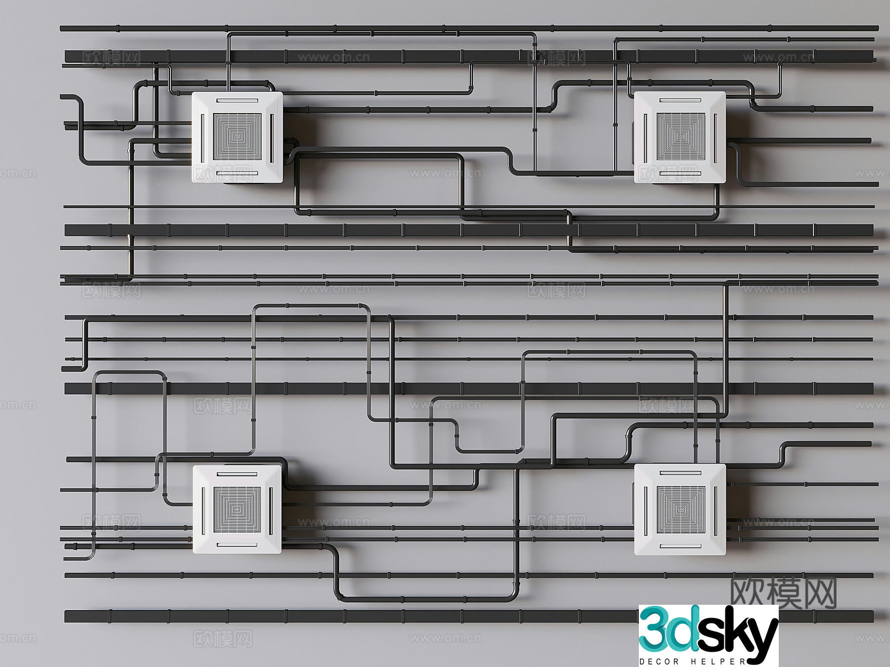 Industrial air duct fire duct ceiling 3D model