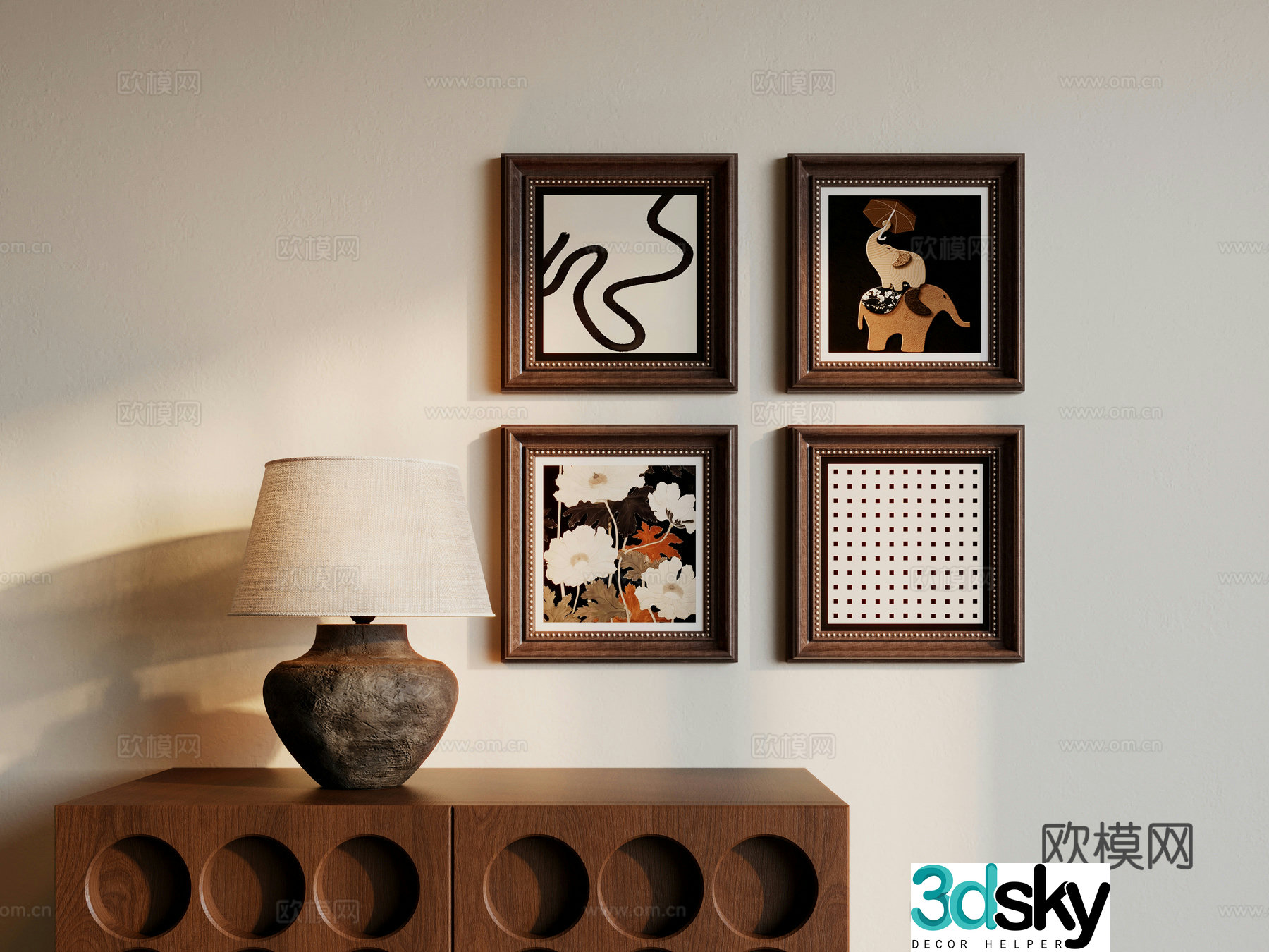 Medieval style hanging painting abstract painting decorative painting 3D model