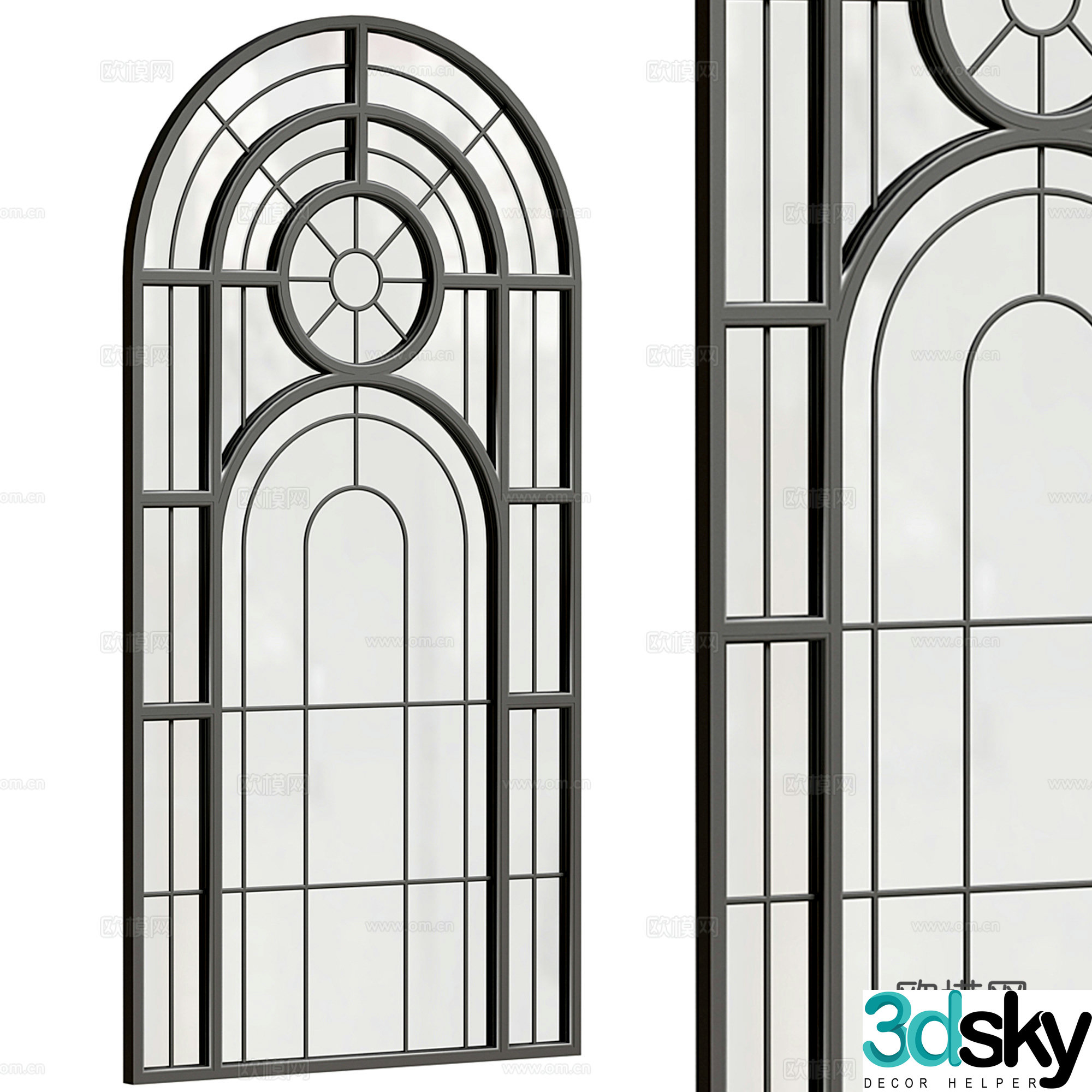 French arched window floor-to-ceiling window 3d model