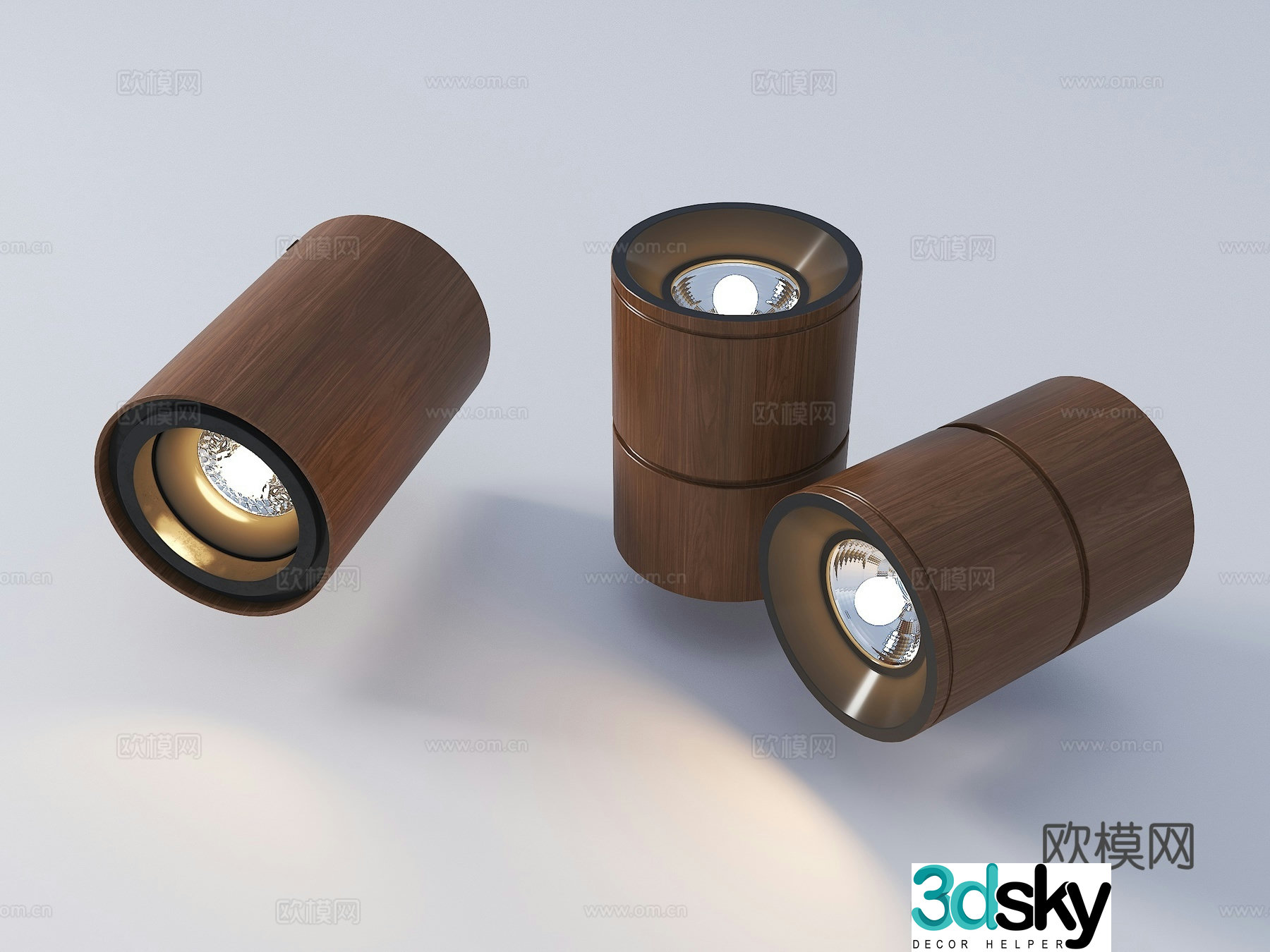 Modern surface-mounted downlight surface-mounted spotlight wood veneer downlight 3D model
