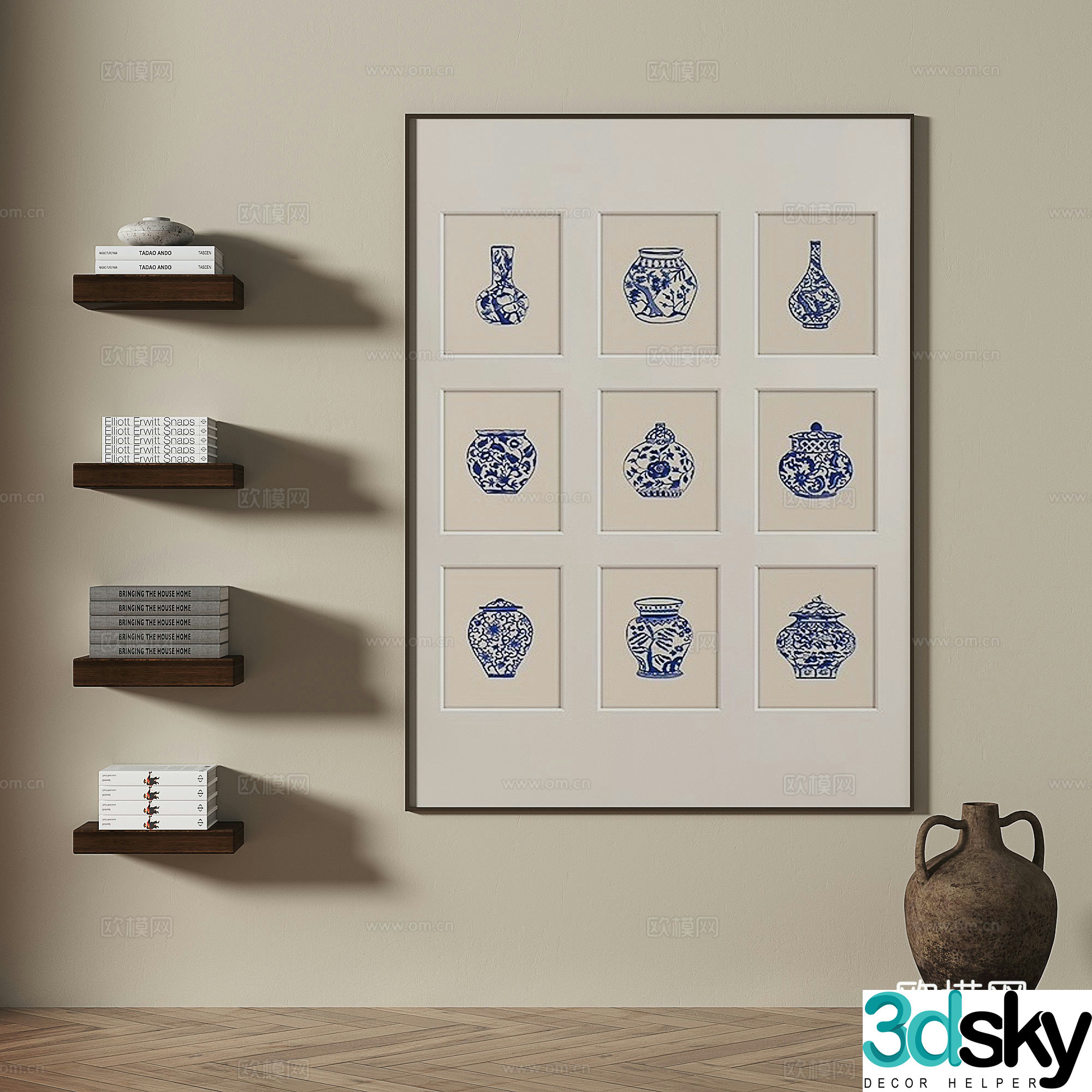 Middle-aged decorative painting Art painting Hanging painting 3D model