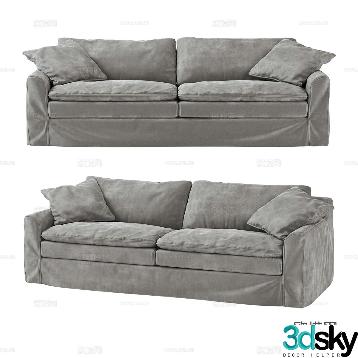 Double sofa upholstered sofa 3d model