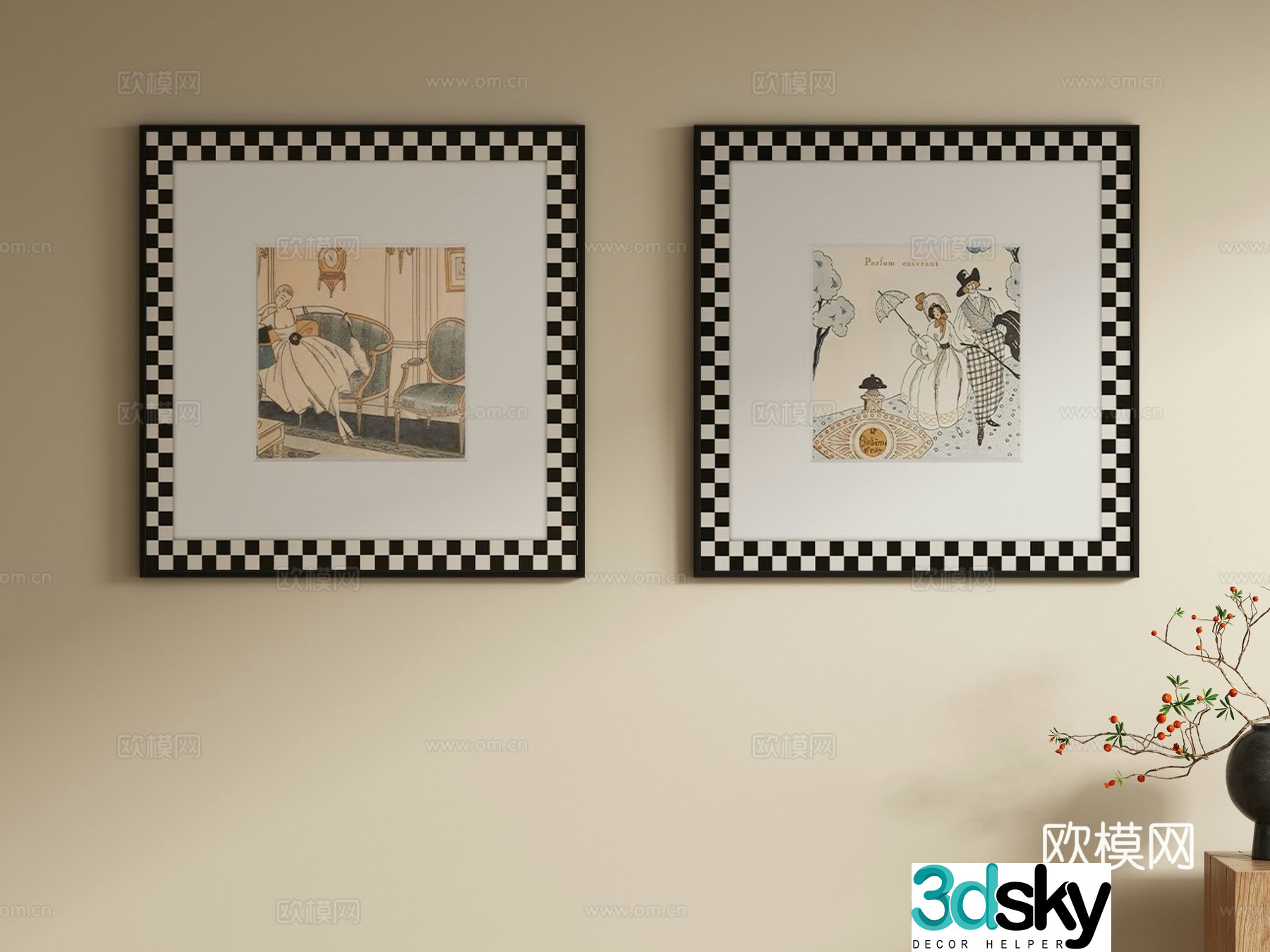 French art painting decorative painting hanging painting 3d model