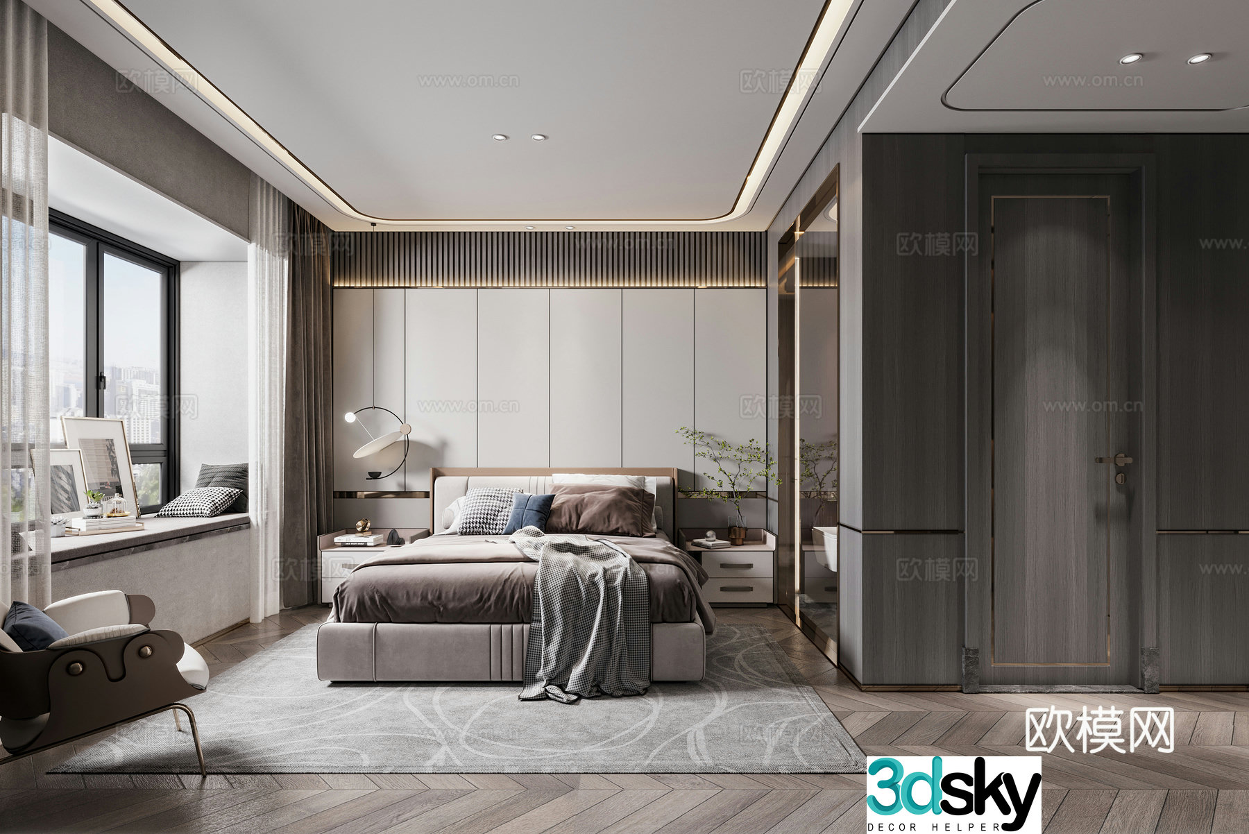 Modern bedroom master bedroom 3d model
