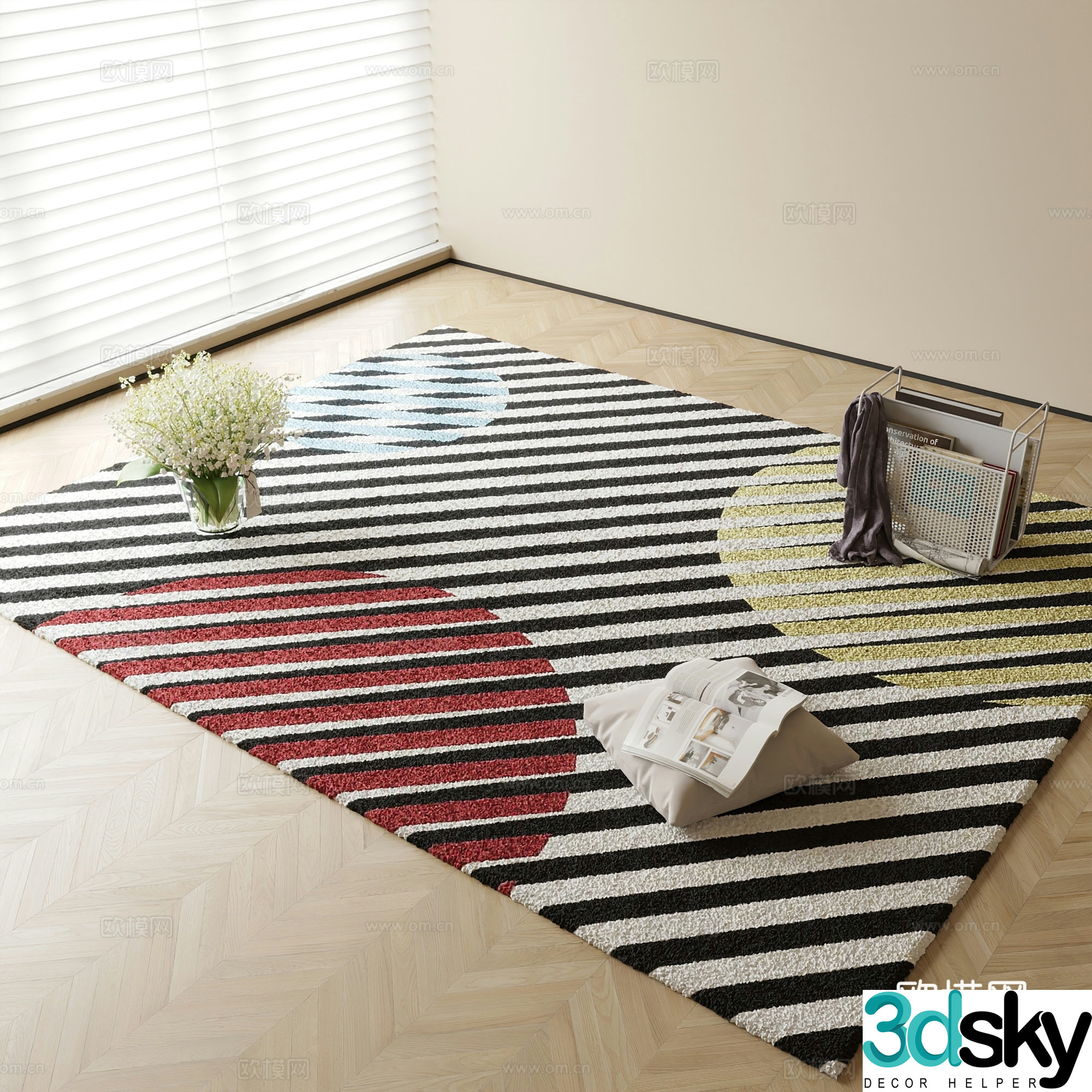 Modern carpet square rug 3d model