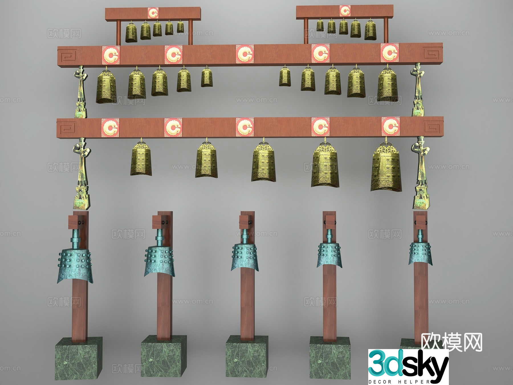 Chime bells ancient chime bells national chime bells national musical instruments ancient musical instruments 3D model