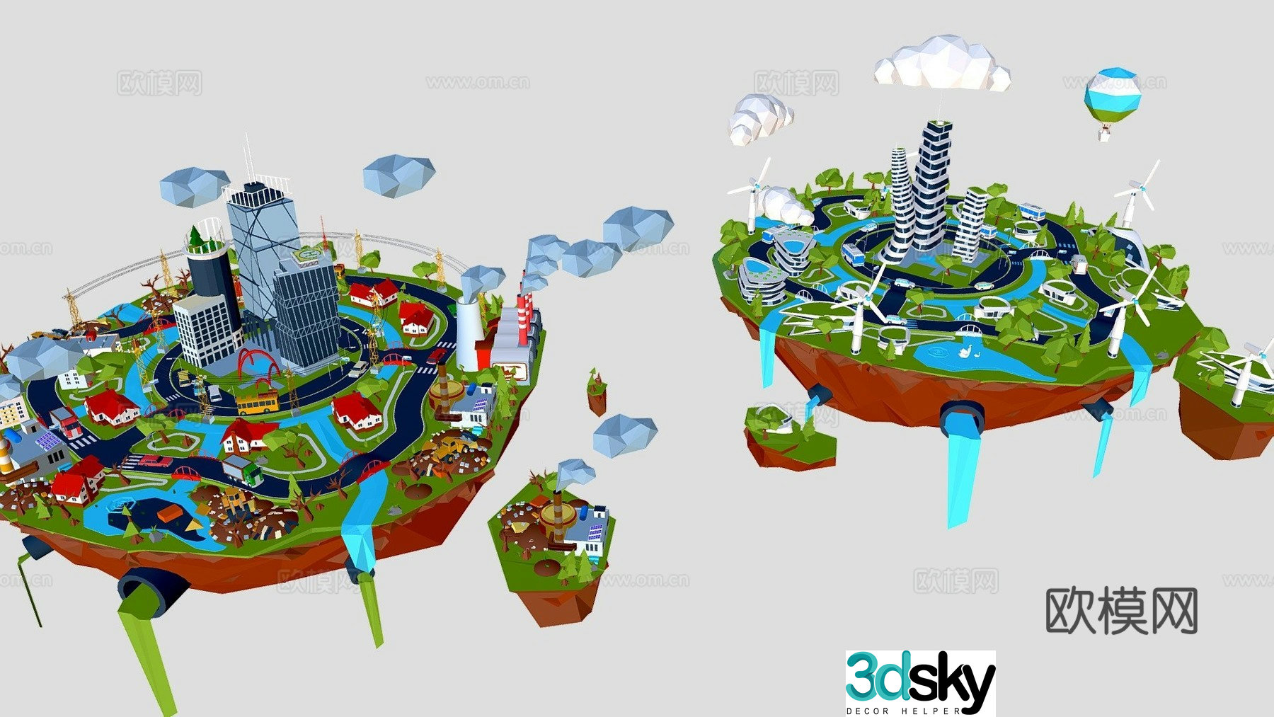 Cartoon industrial city building 3d model