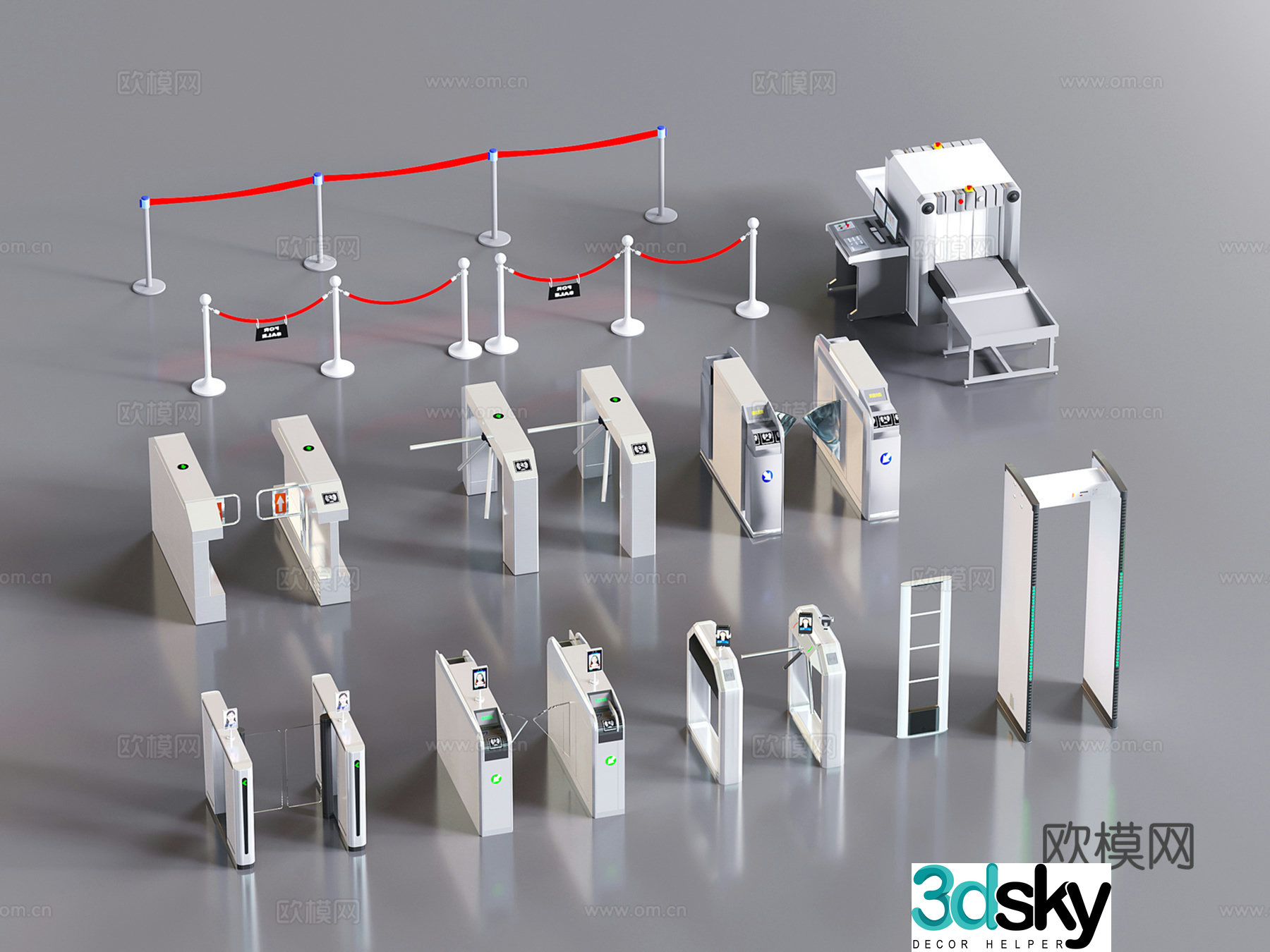 Modern access gate access control and card swiping machine security inspection machine 3D model