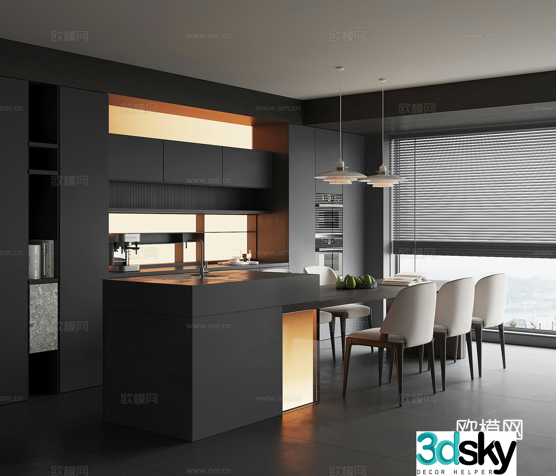 High-end gray restaurant Nakashima restaurant 3D model