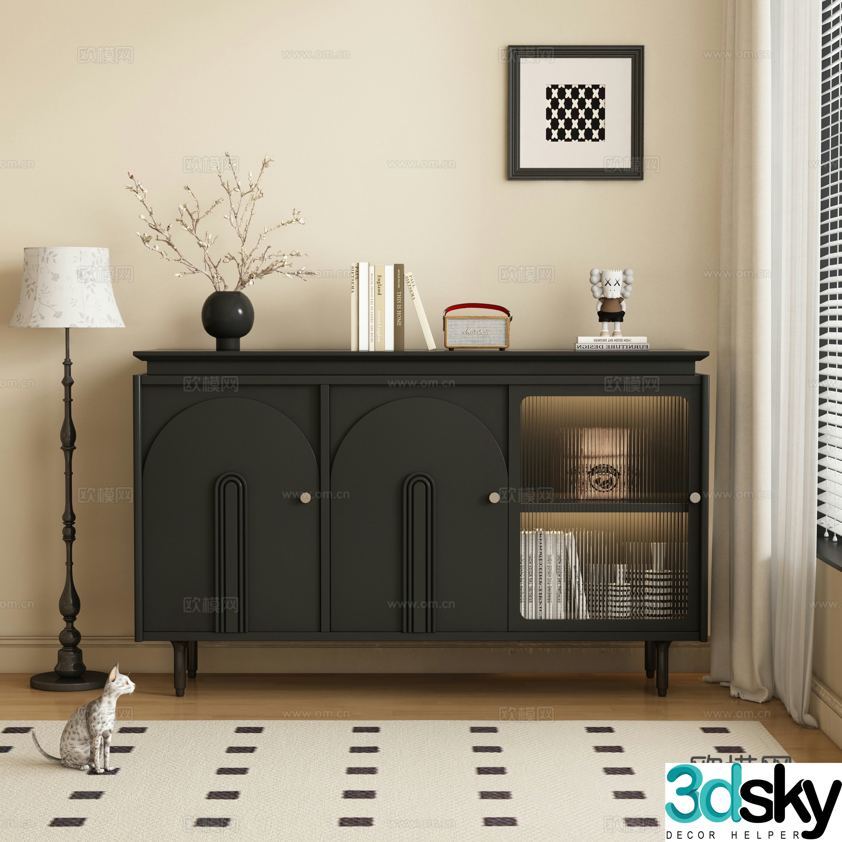 French entryway cabinet side cabinet 3d model
