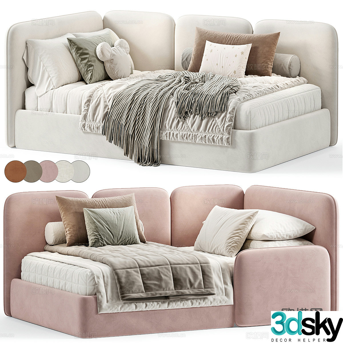 Modern children’s bed sofa bed 3d model