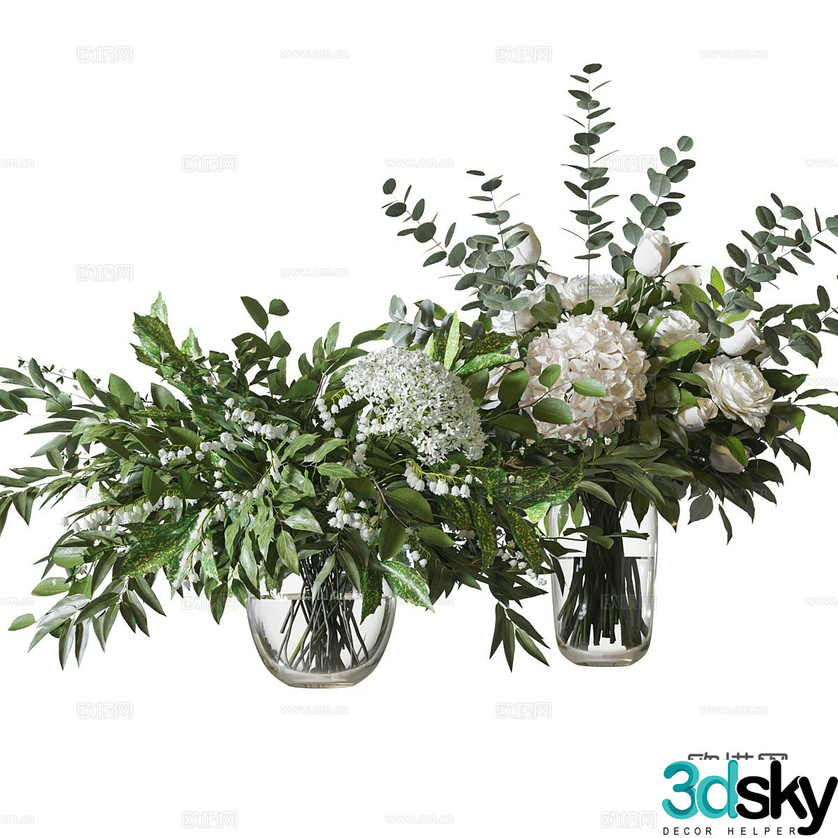 modern vase floral arrangement flowers flower arrangement 3d model