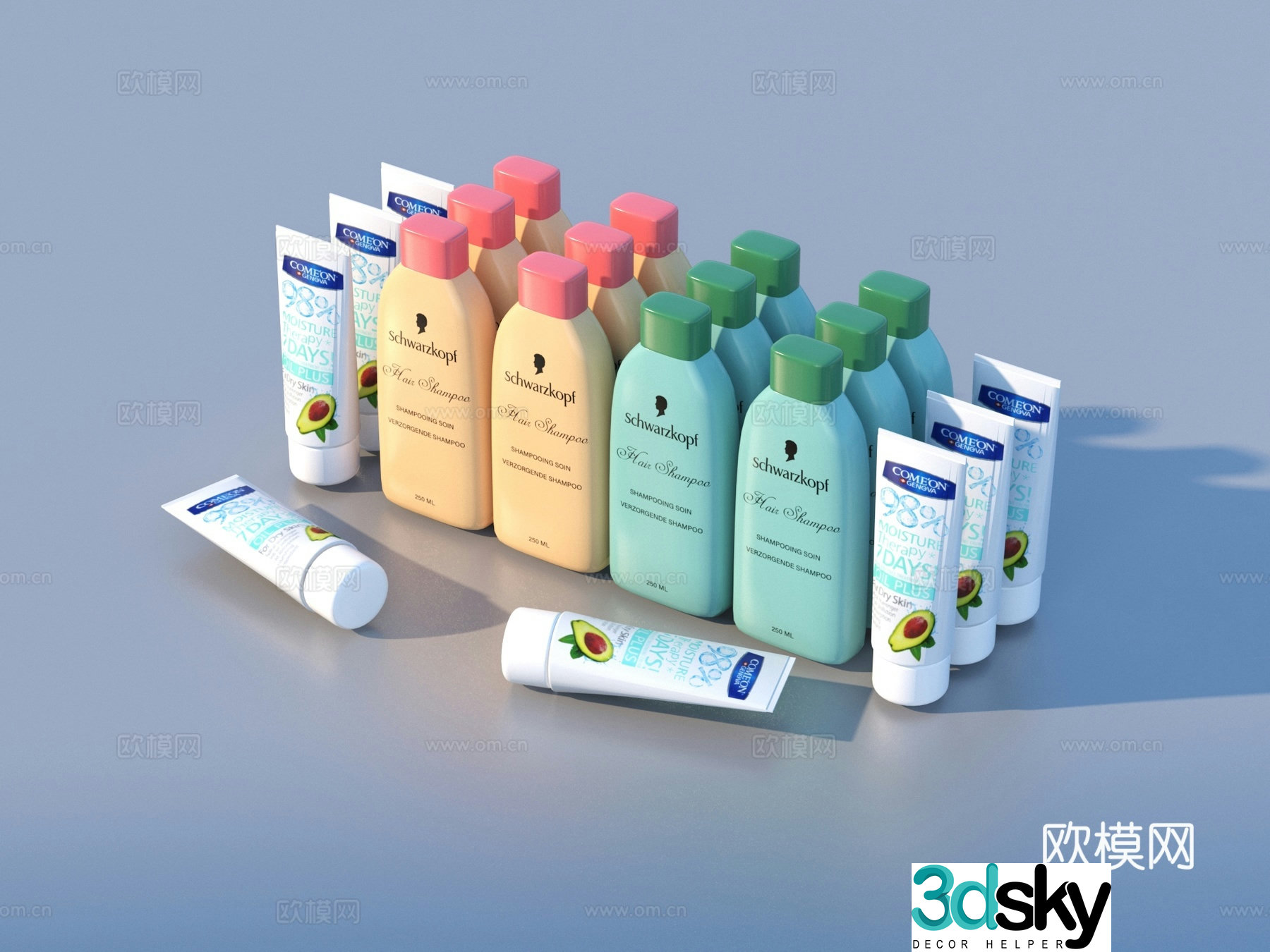 Cosmetics Shampoo Shower Wash Conditioner 3D Model
