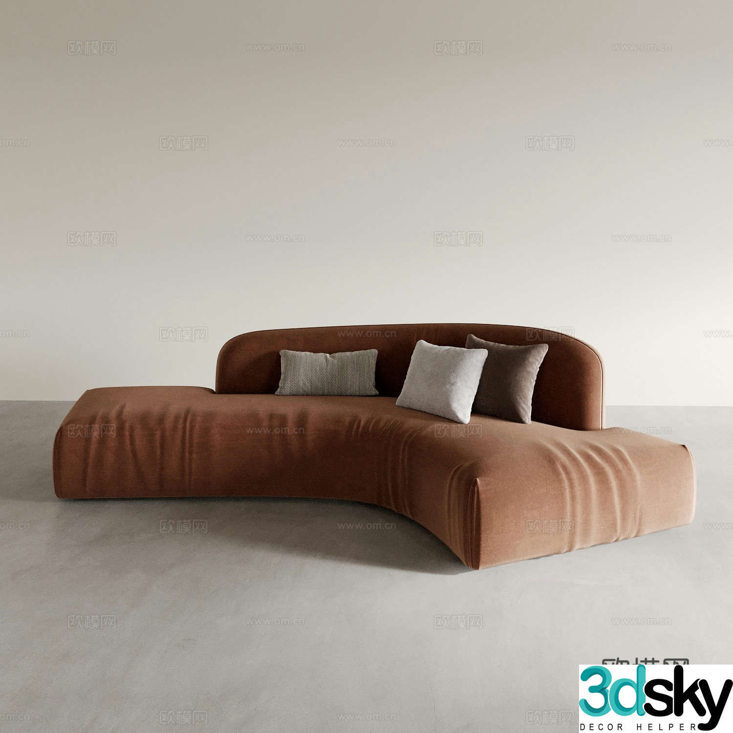 Modern curved sofa fabric coffee sofa 3d model