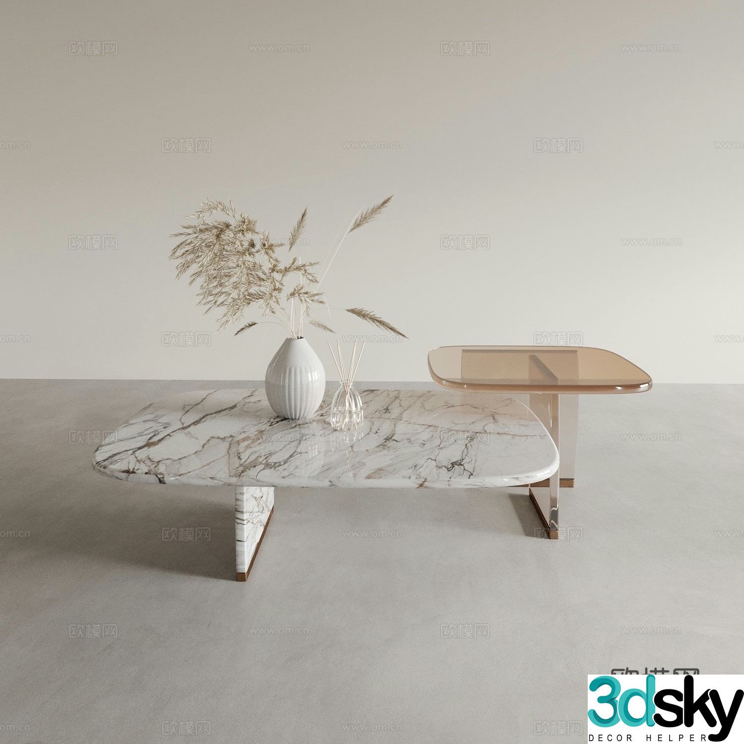 Modern mother-in-law coffee table acrylic coffee table 3d model