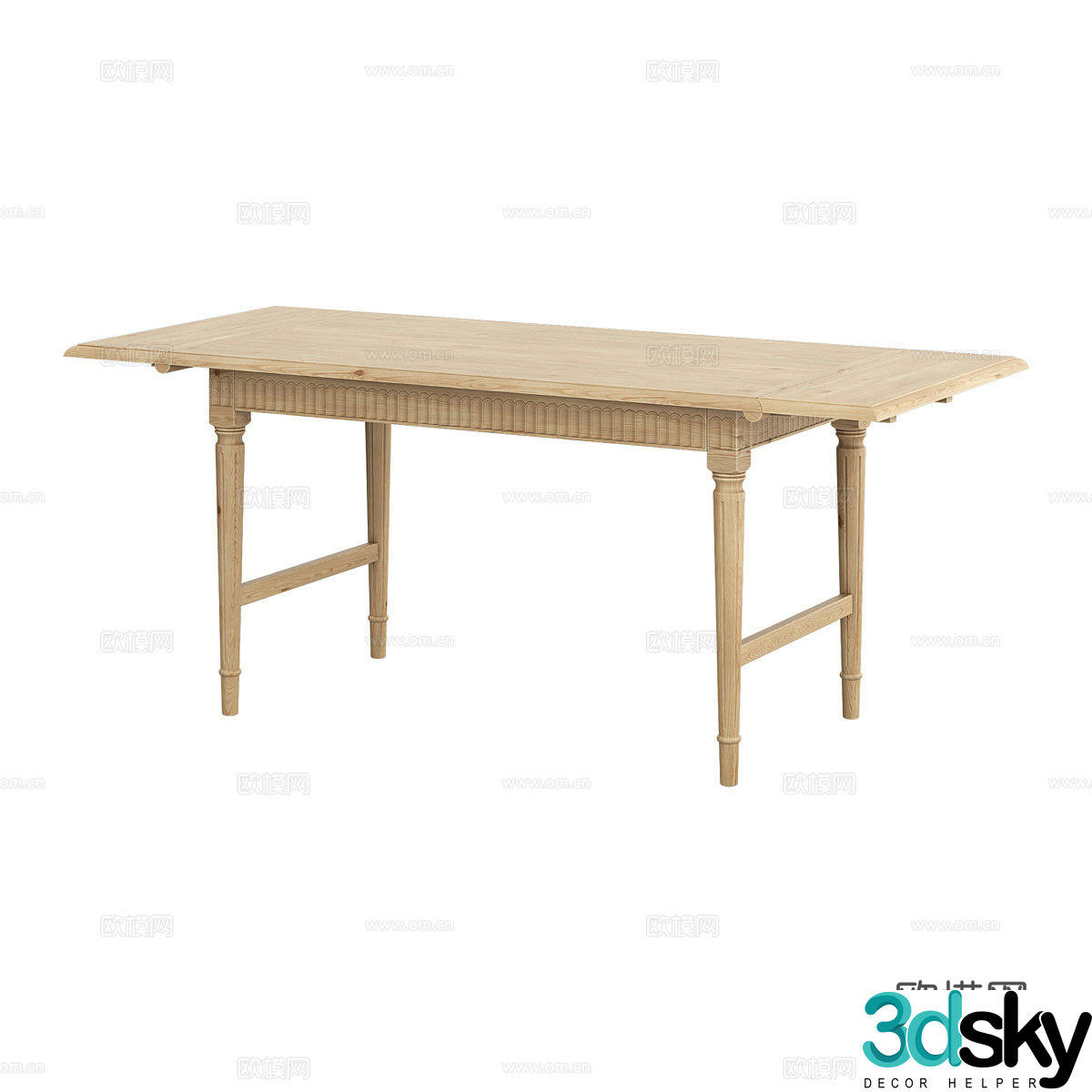 American dining table solid wood dining table 3d model