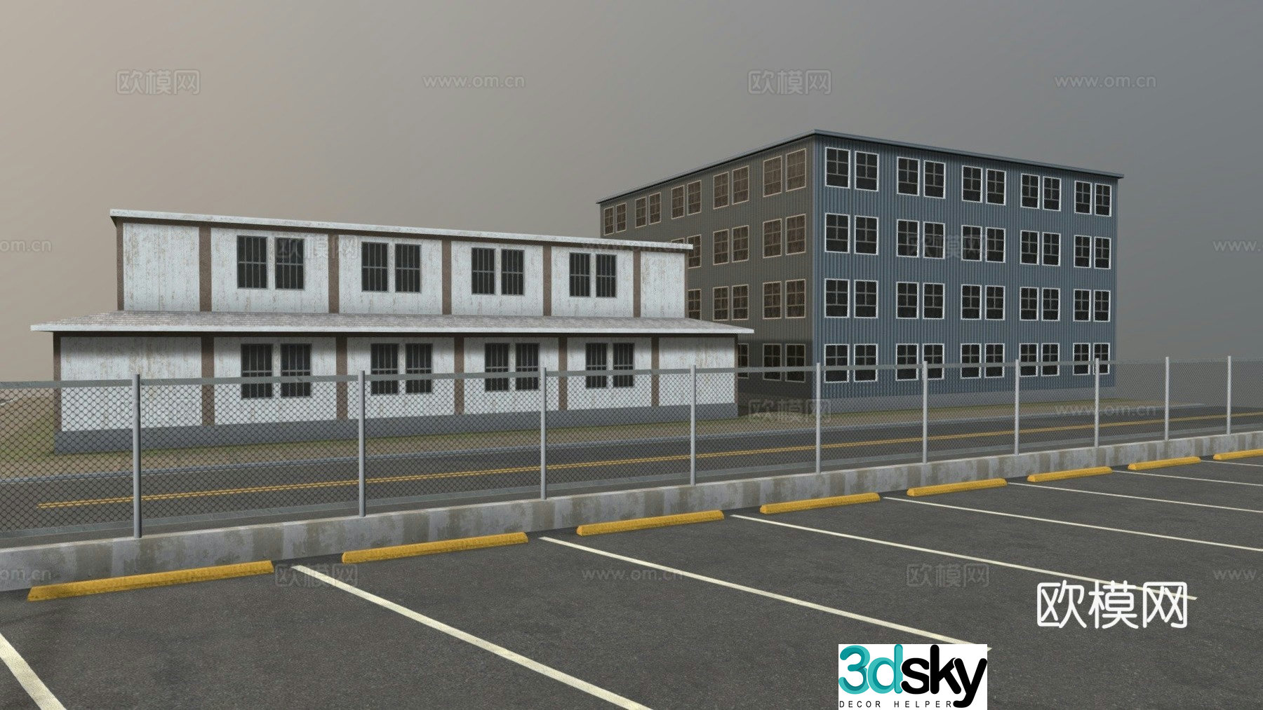 road intersection parking lot 3d model