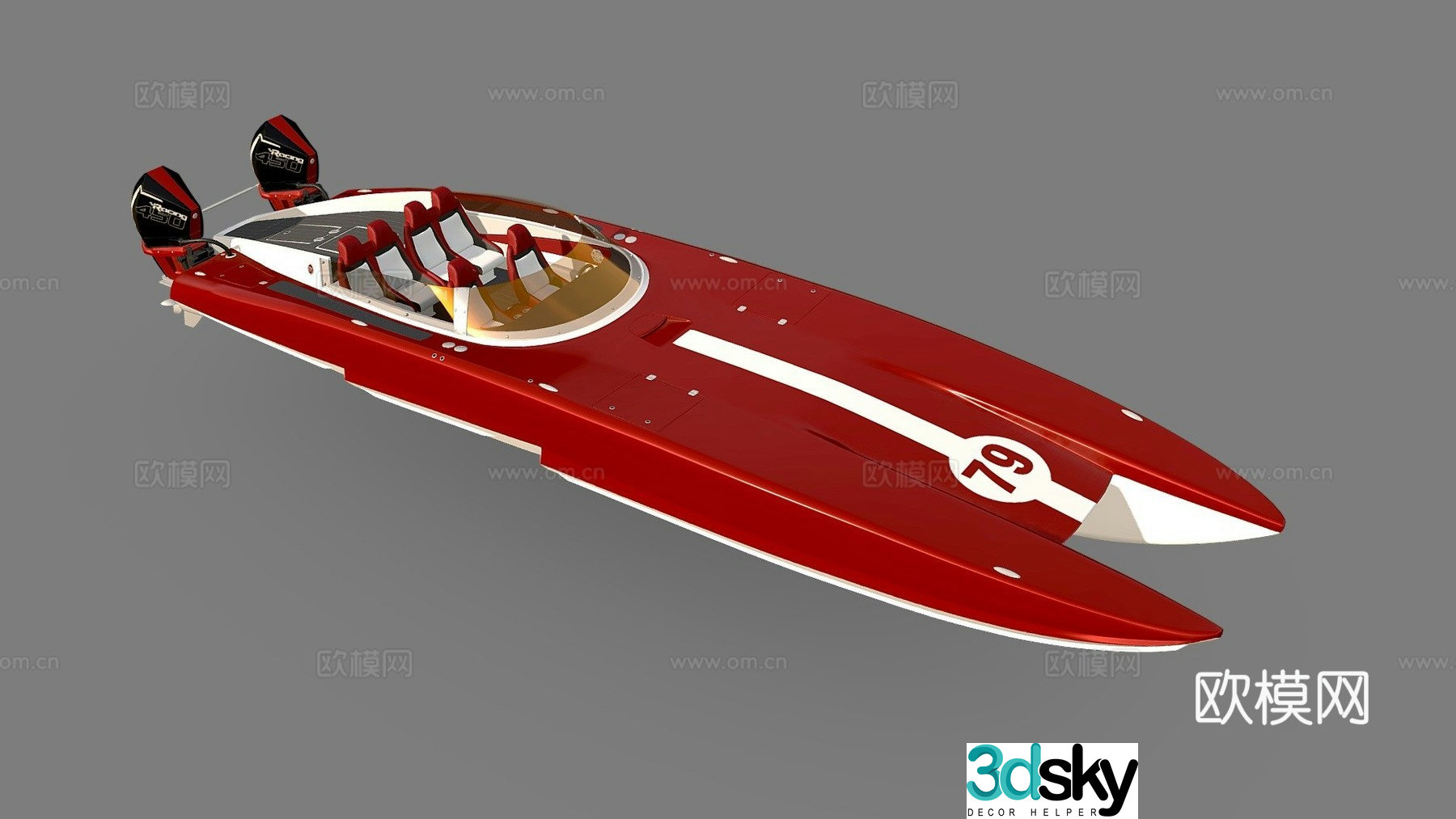 yacht motorboat racing 3d model