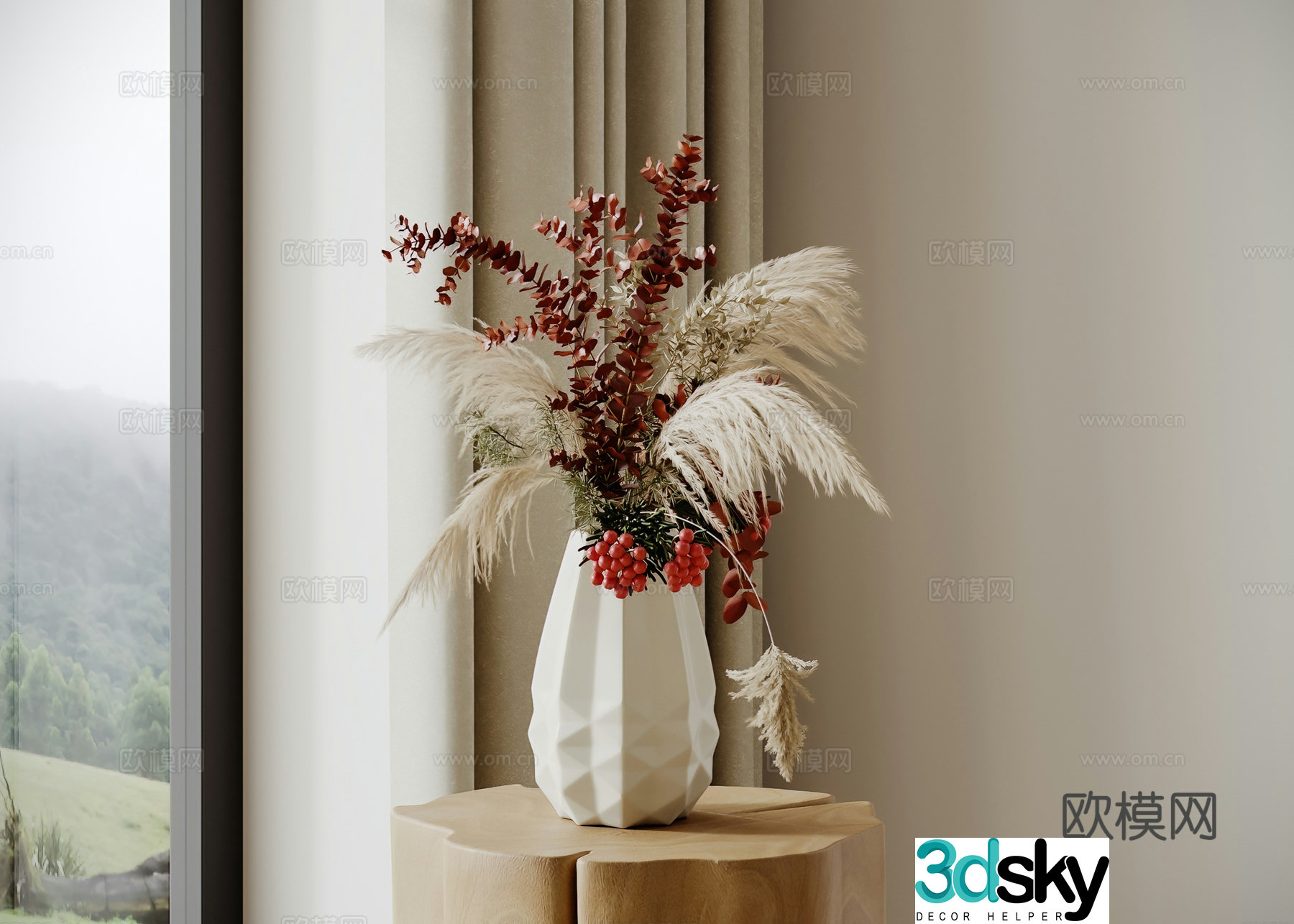 Modern flower vase flower arrangement 3d model