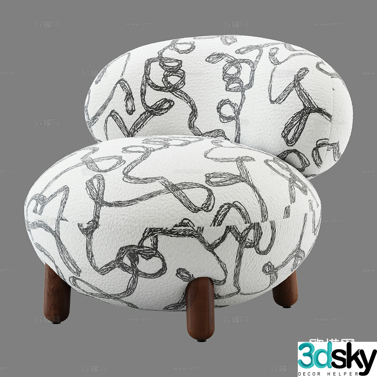 Nordic leisure sofa sofa chair printed fabric sofa 3d model