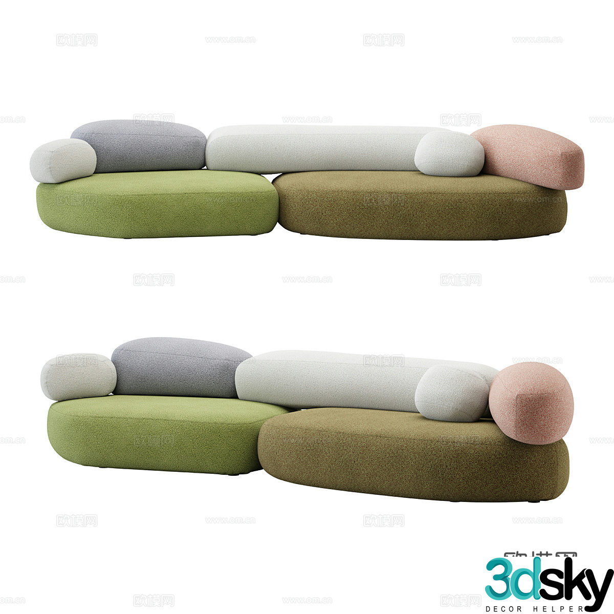 Modern simple double sofa dopamine sofa 3d model